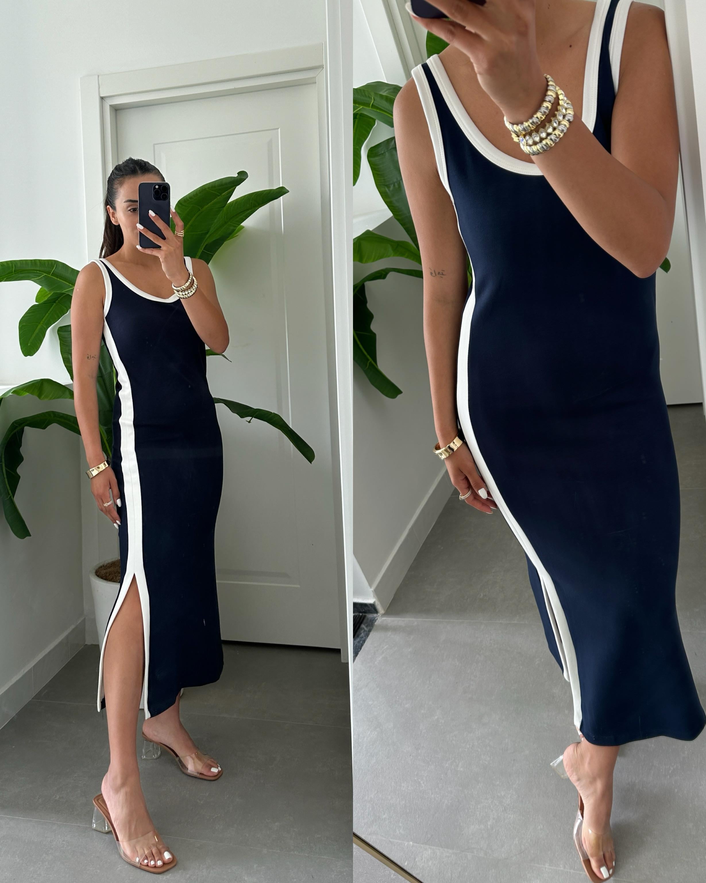 Oys Lacivert Modal Kumaş Askılı Basic Elbise