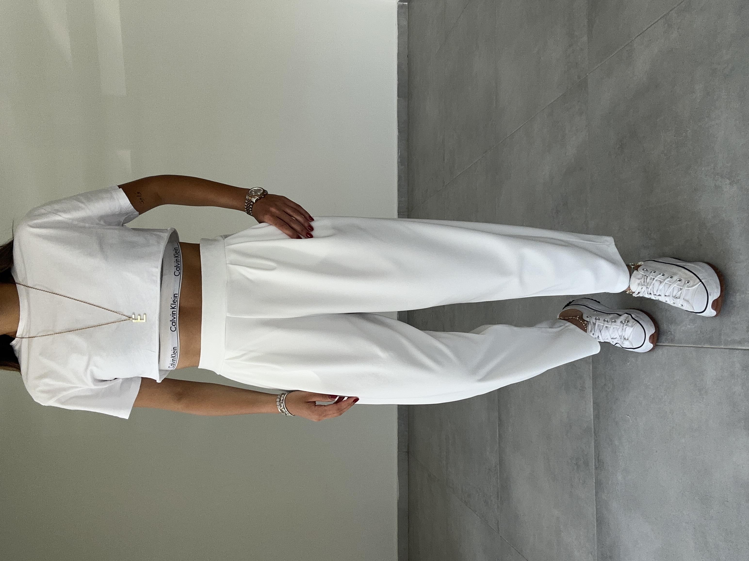 Özel Üretim Bombeli Beyaz Pantolon