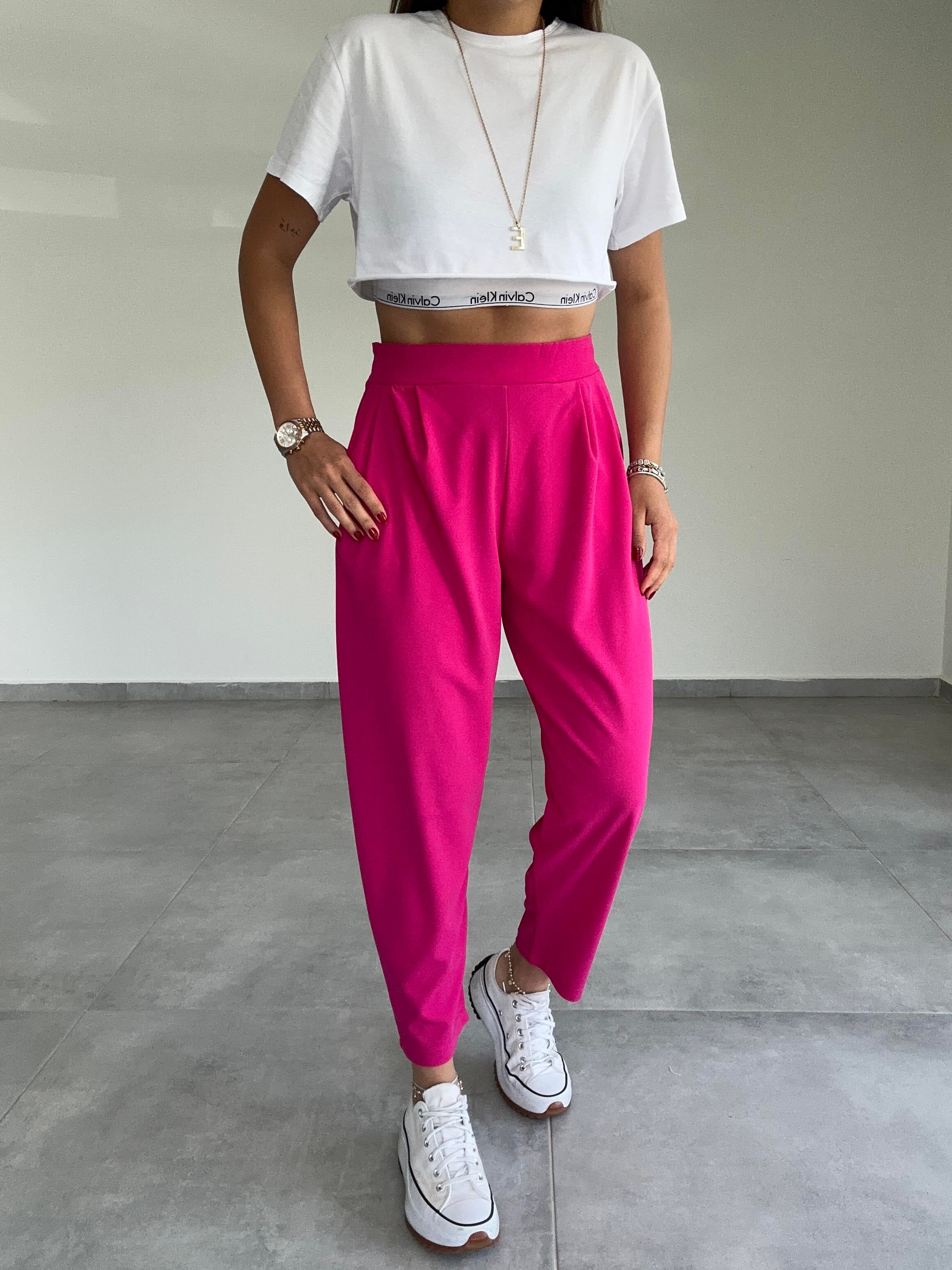 Özel Üretim Bombeli Fuşya Pantolon