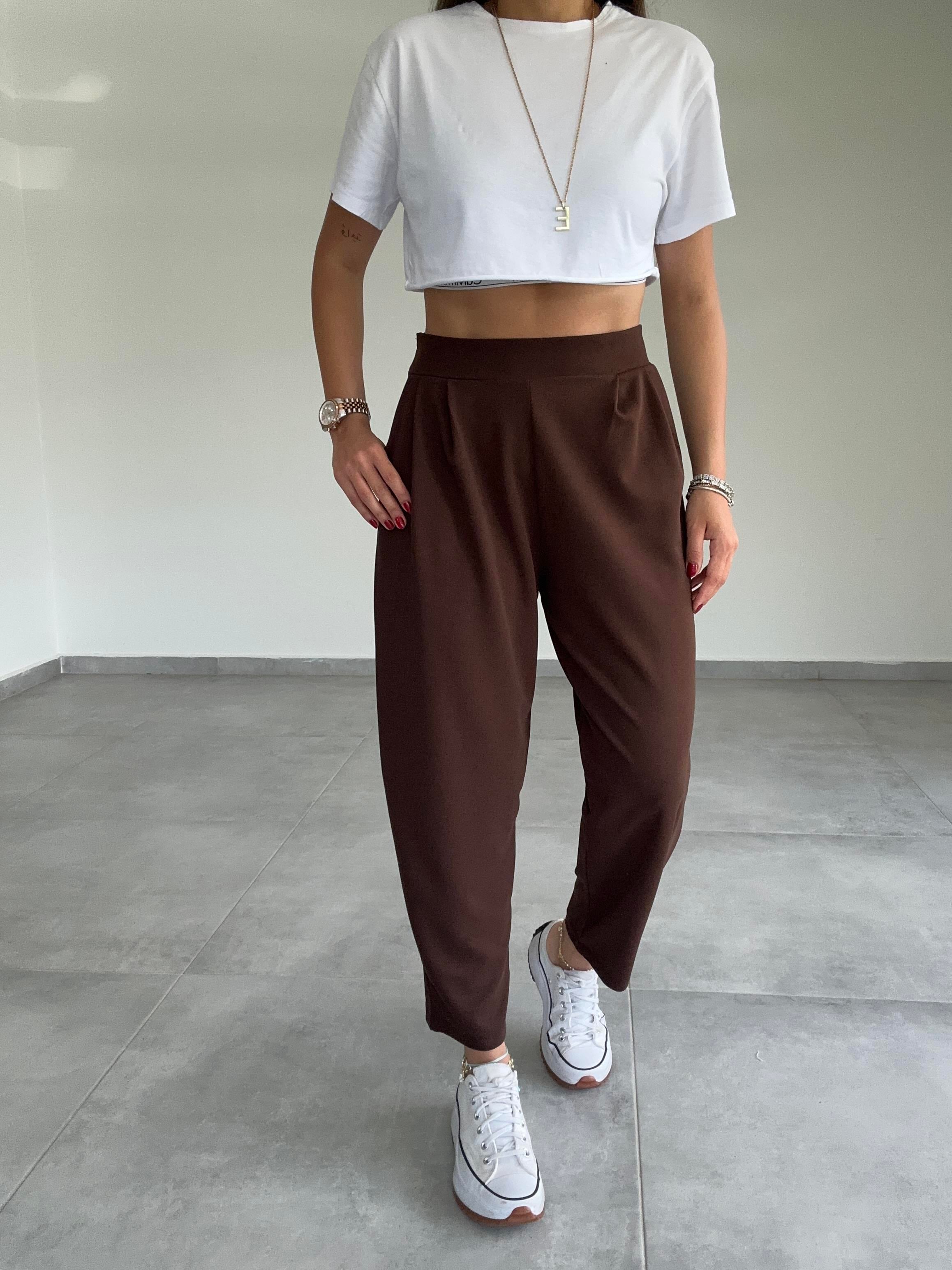 Özel Üretim Bombeli Kahve Pantolon