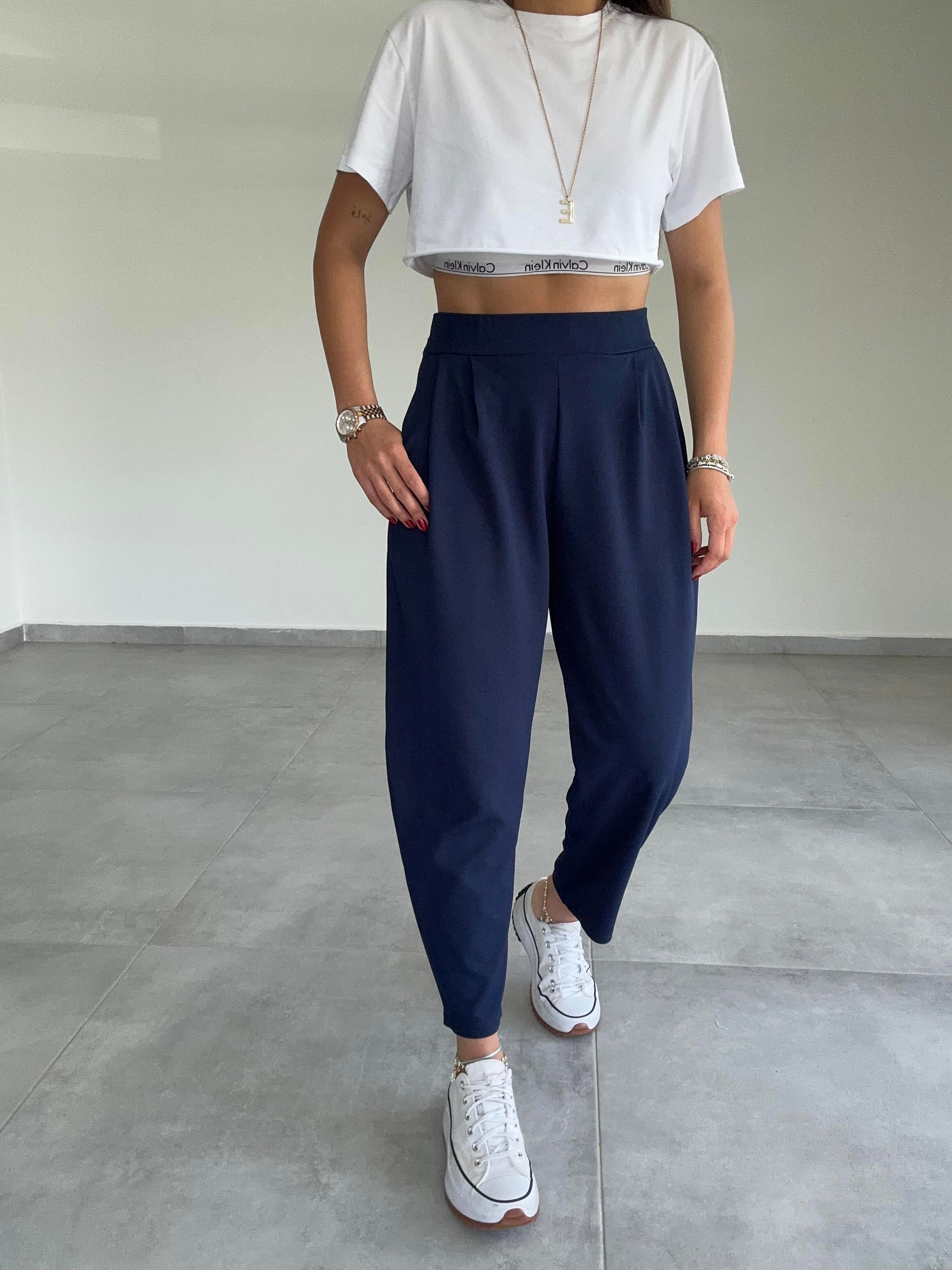 Özel Üretim Bombeli Lacivert Pantolon