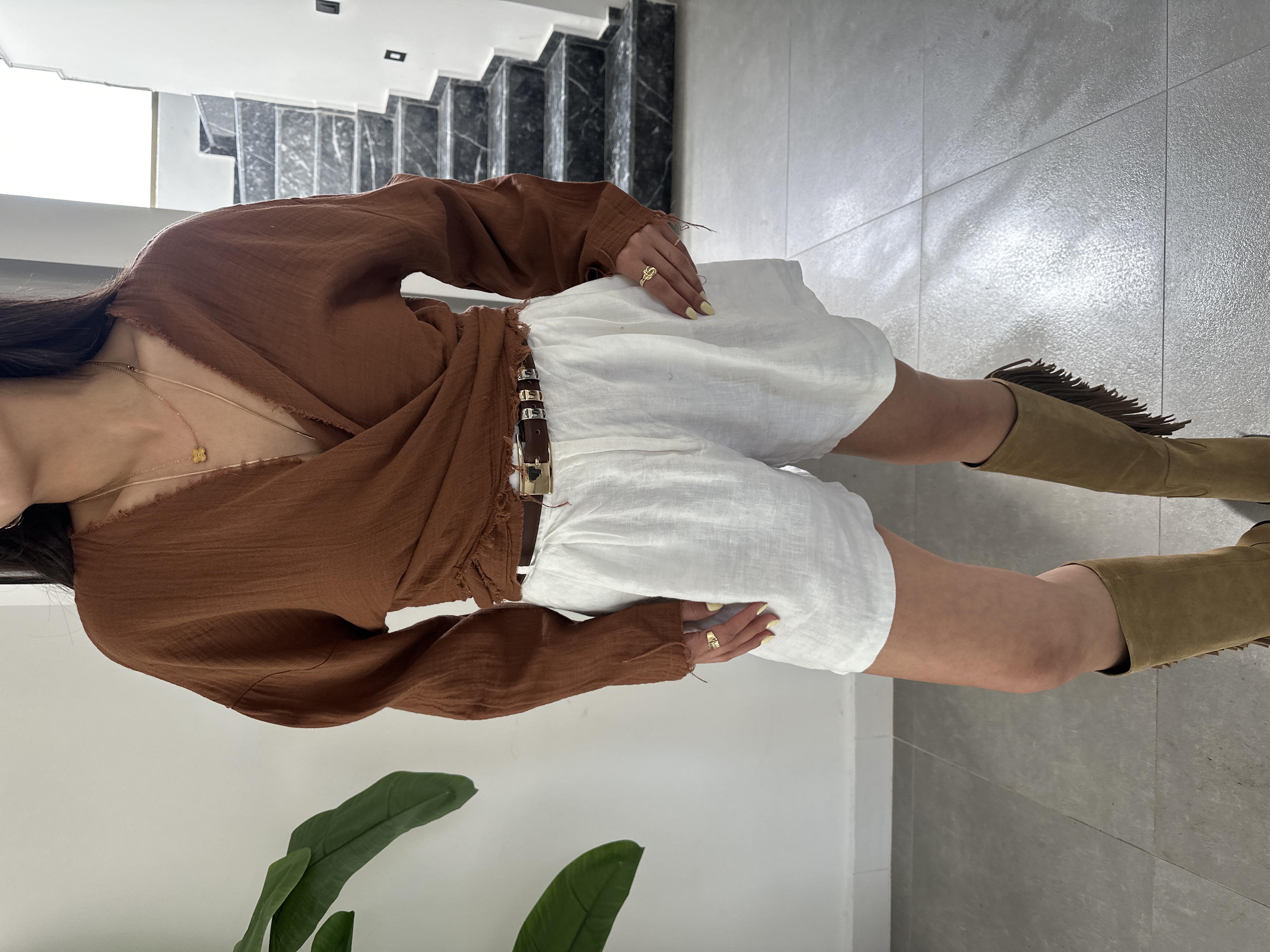 Pcs Kahve Müslin Helen Bluz