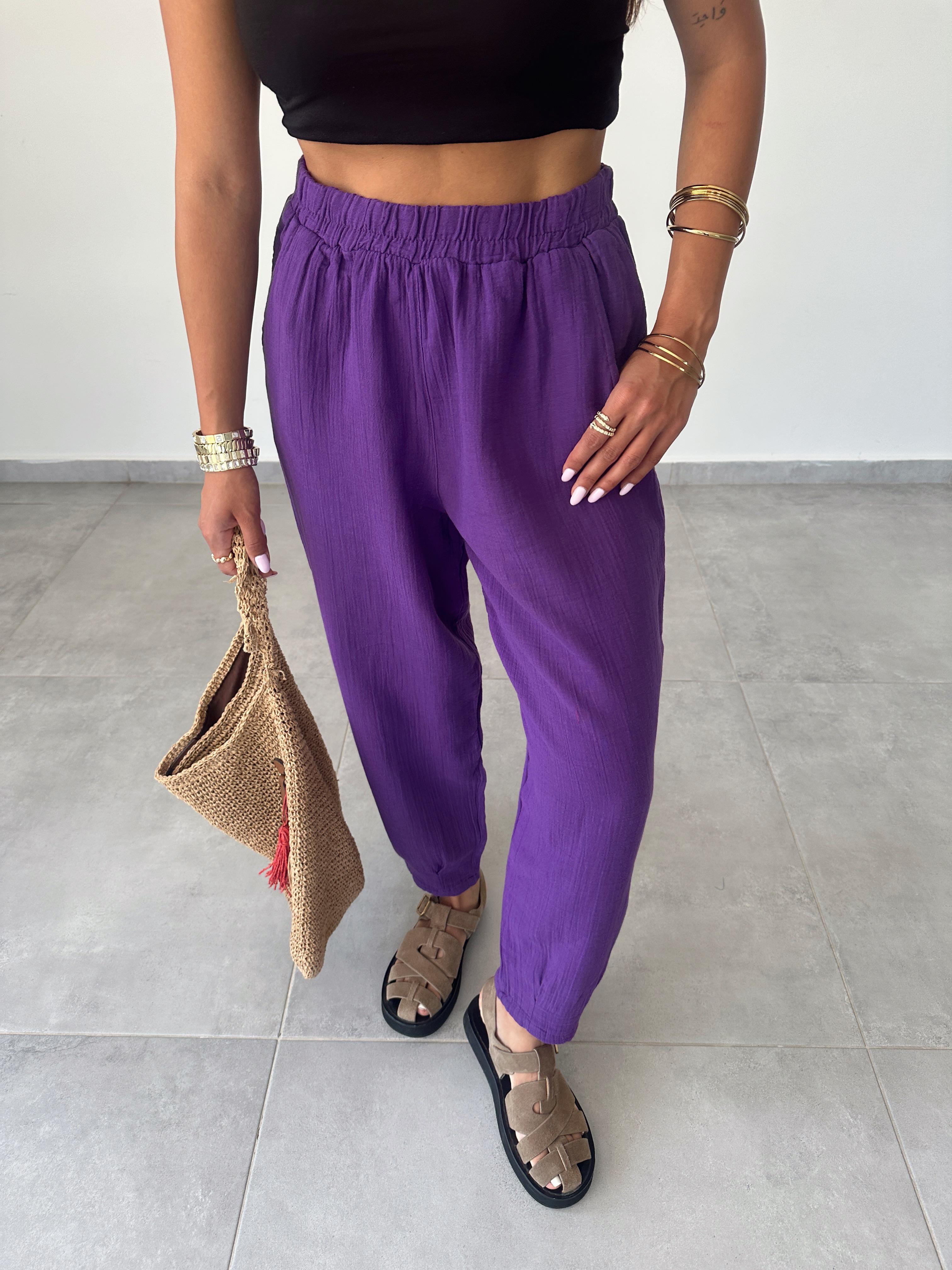 Pcs Mor Paça Pileli Pantolon