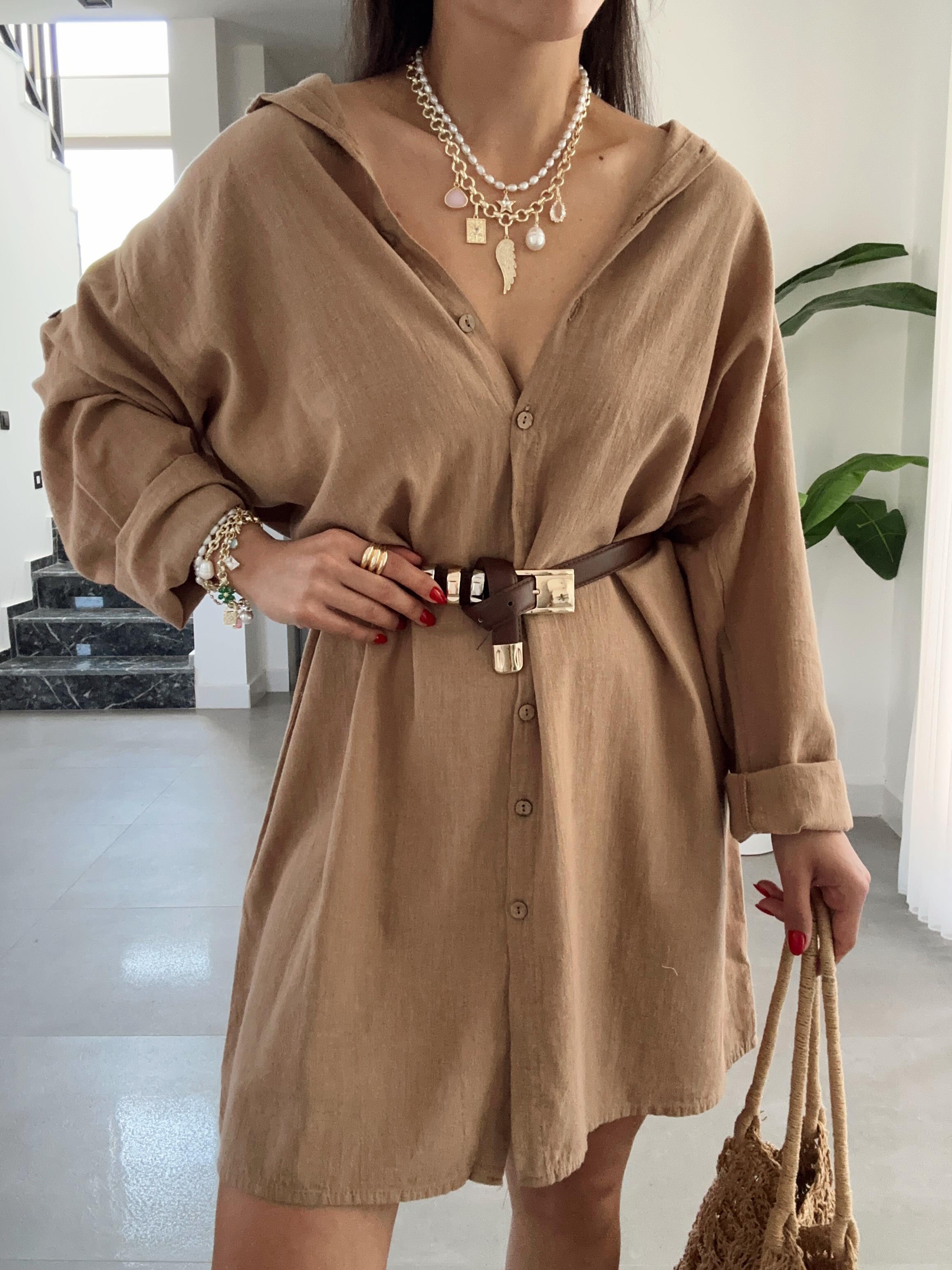 Pcs Vizon Keten Tunik Gömlek