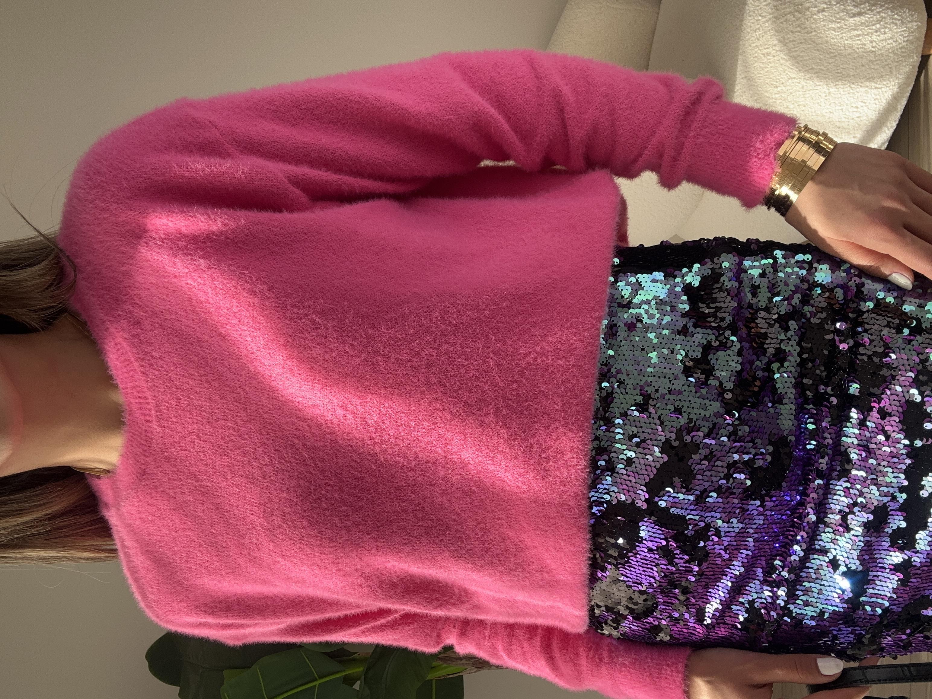 Pembe Bisiklet Yaka Kazak