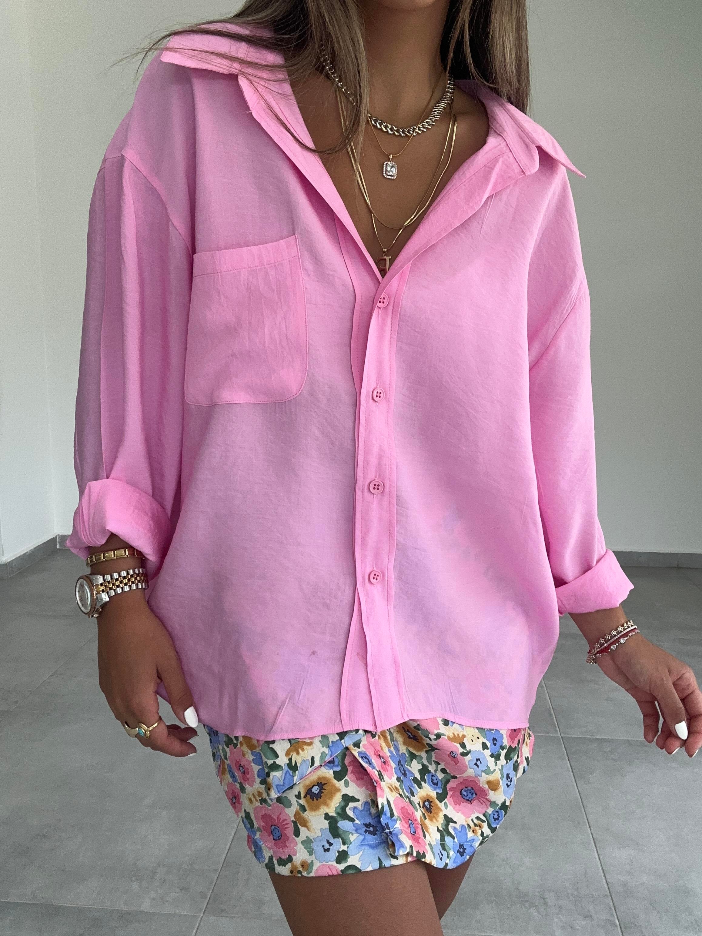 Pembe Oversize Gömlek