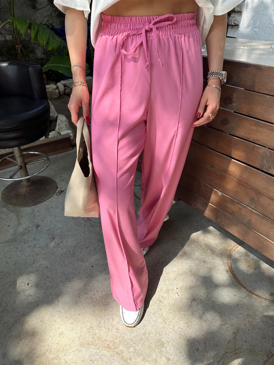 Pembe Poliviskon Pantolon