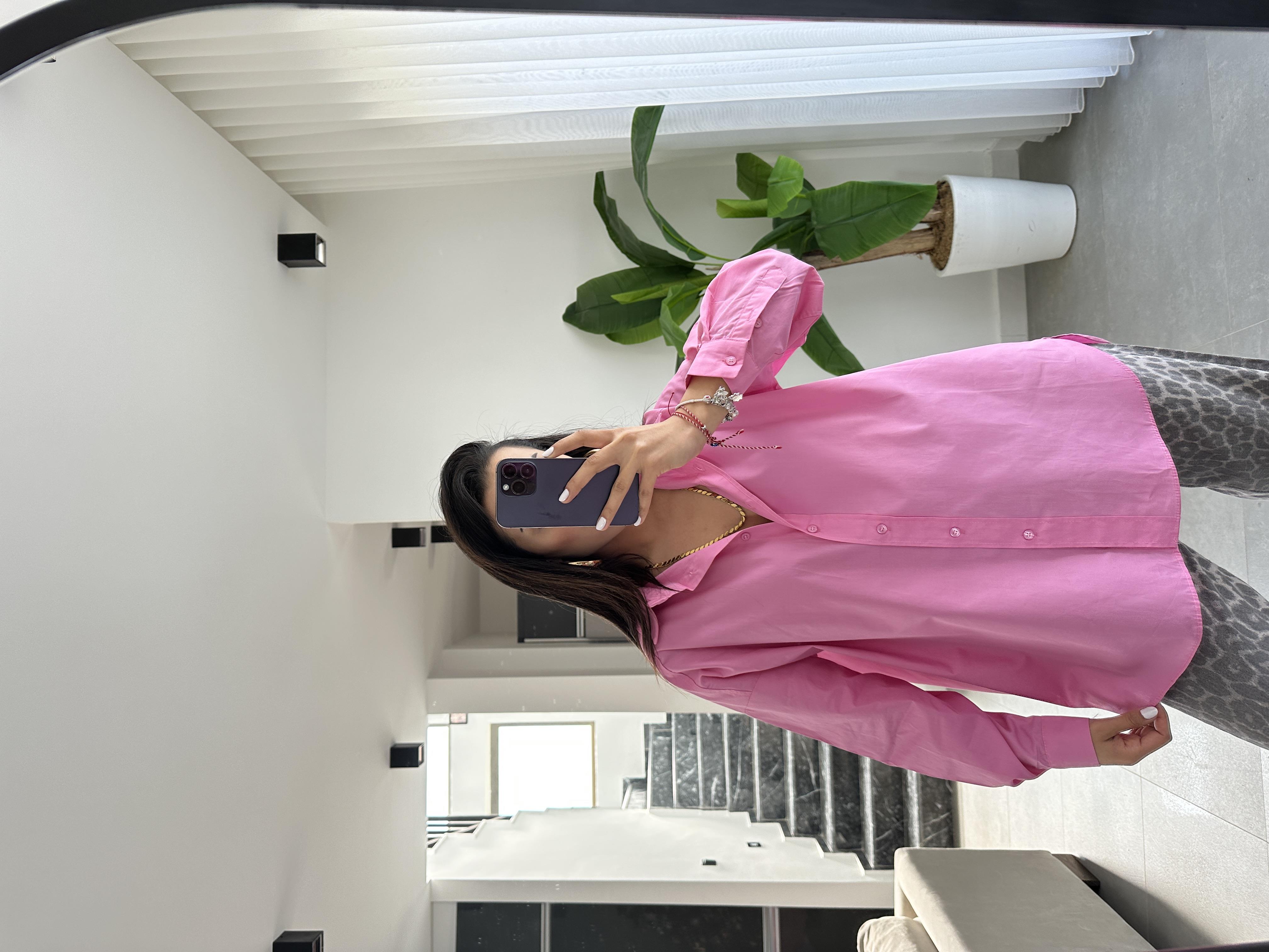 Pembe Poplin Gömlek