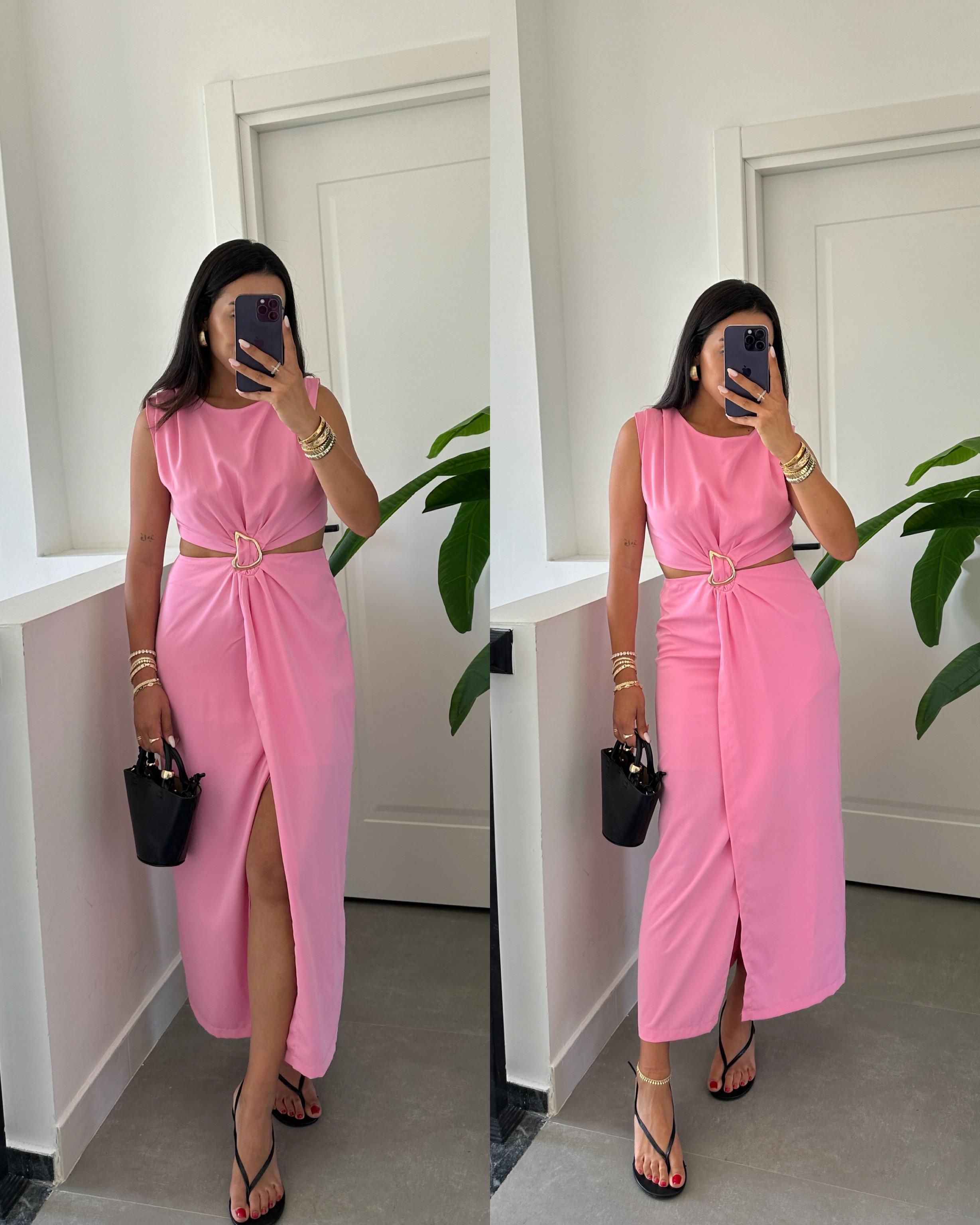 Pembe Tokalı Elbise