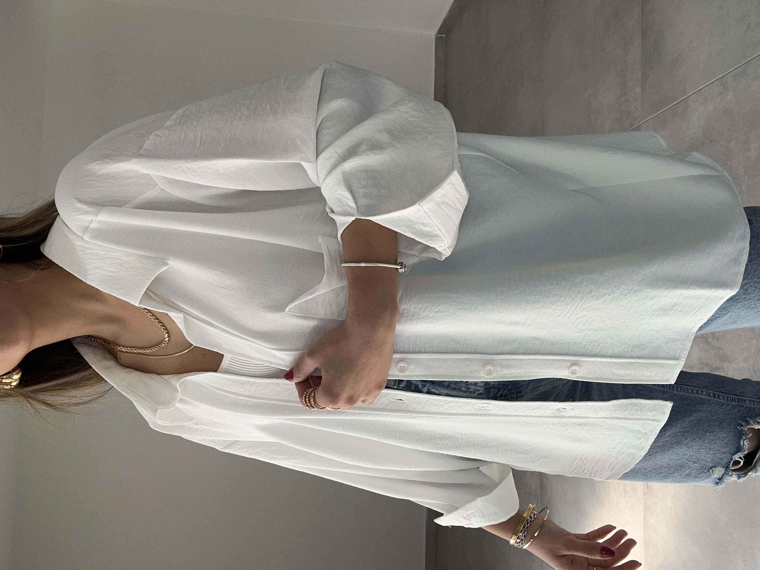 Pera Beyaz Düşük Omuz Gömlek