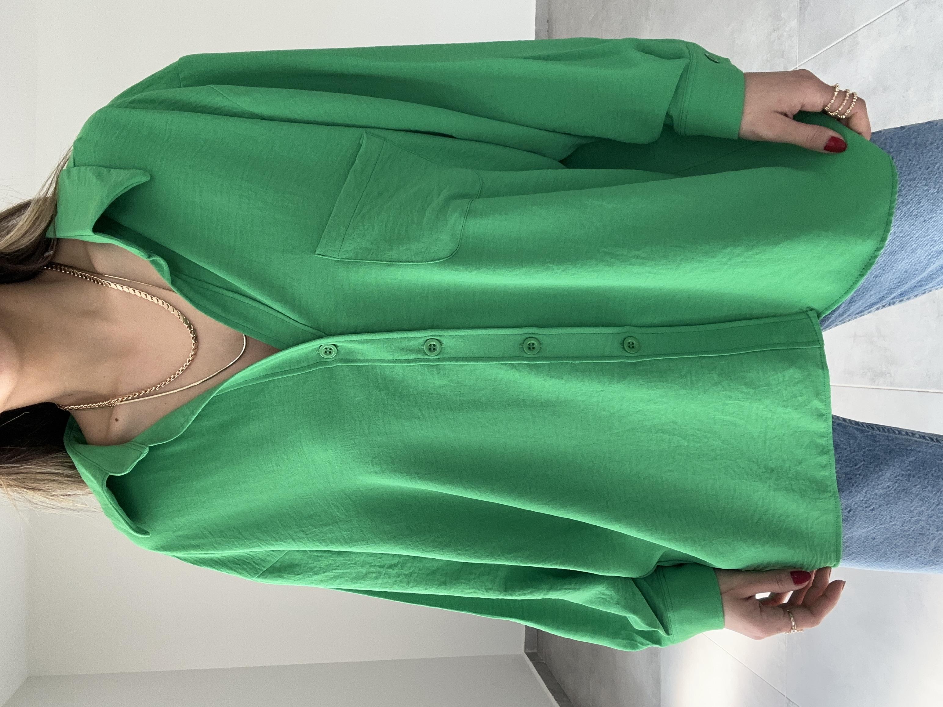 Pera Yeşil Düşük Omuz Gömlek