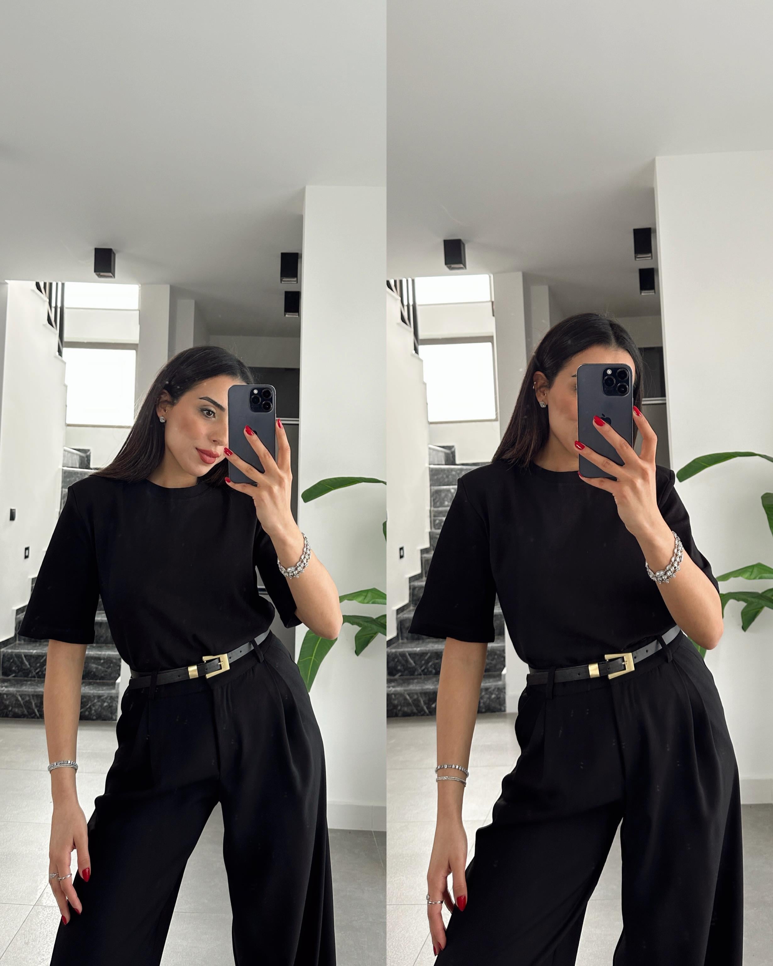 Premium Siyah Vatkalı Tişört