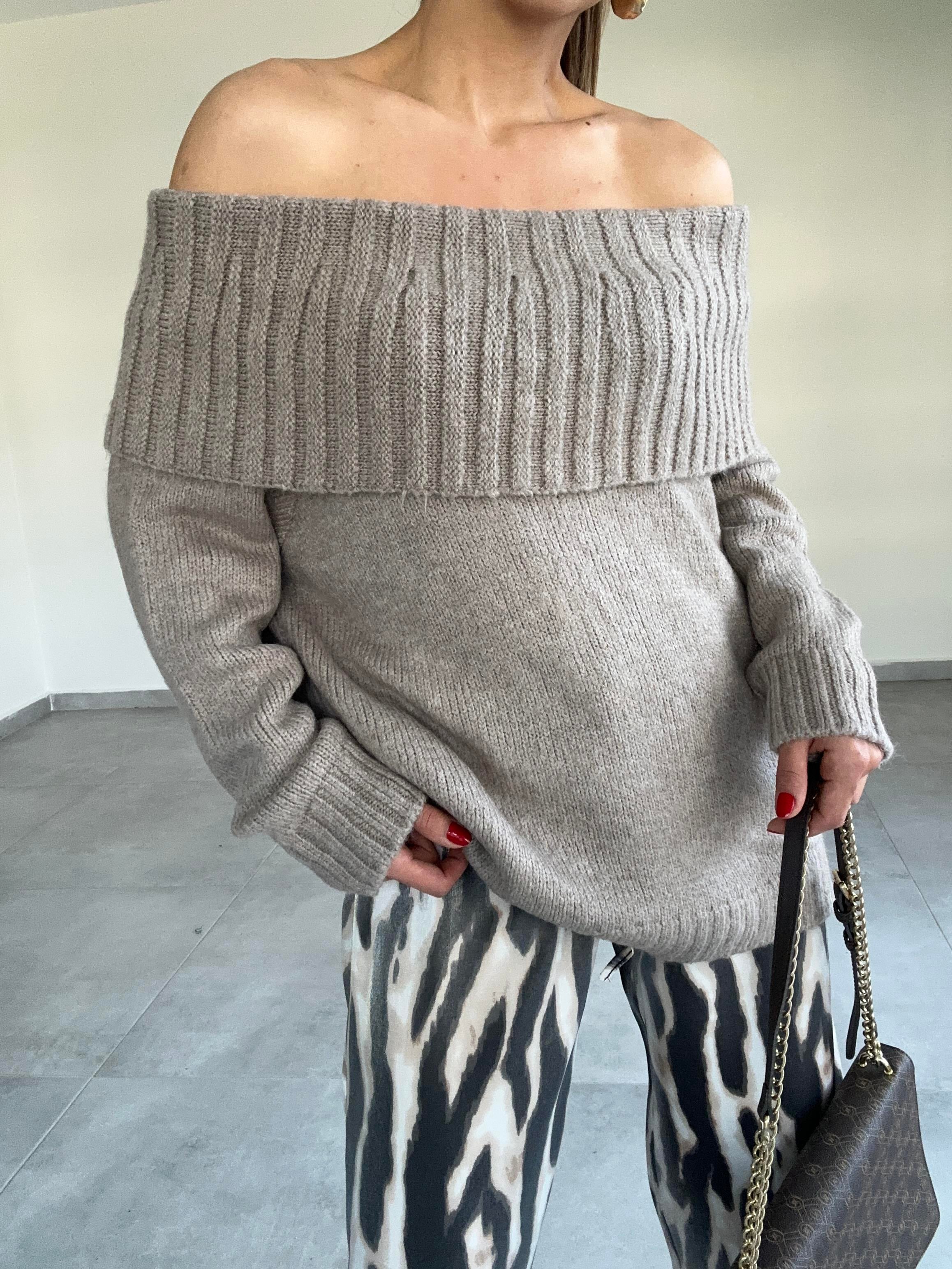 Sara Degaje Yaka Kazak-Açık Vizon