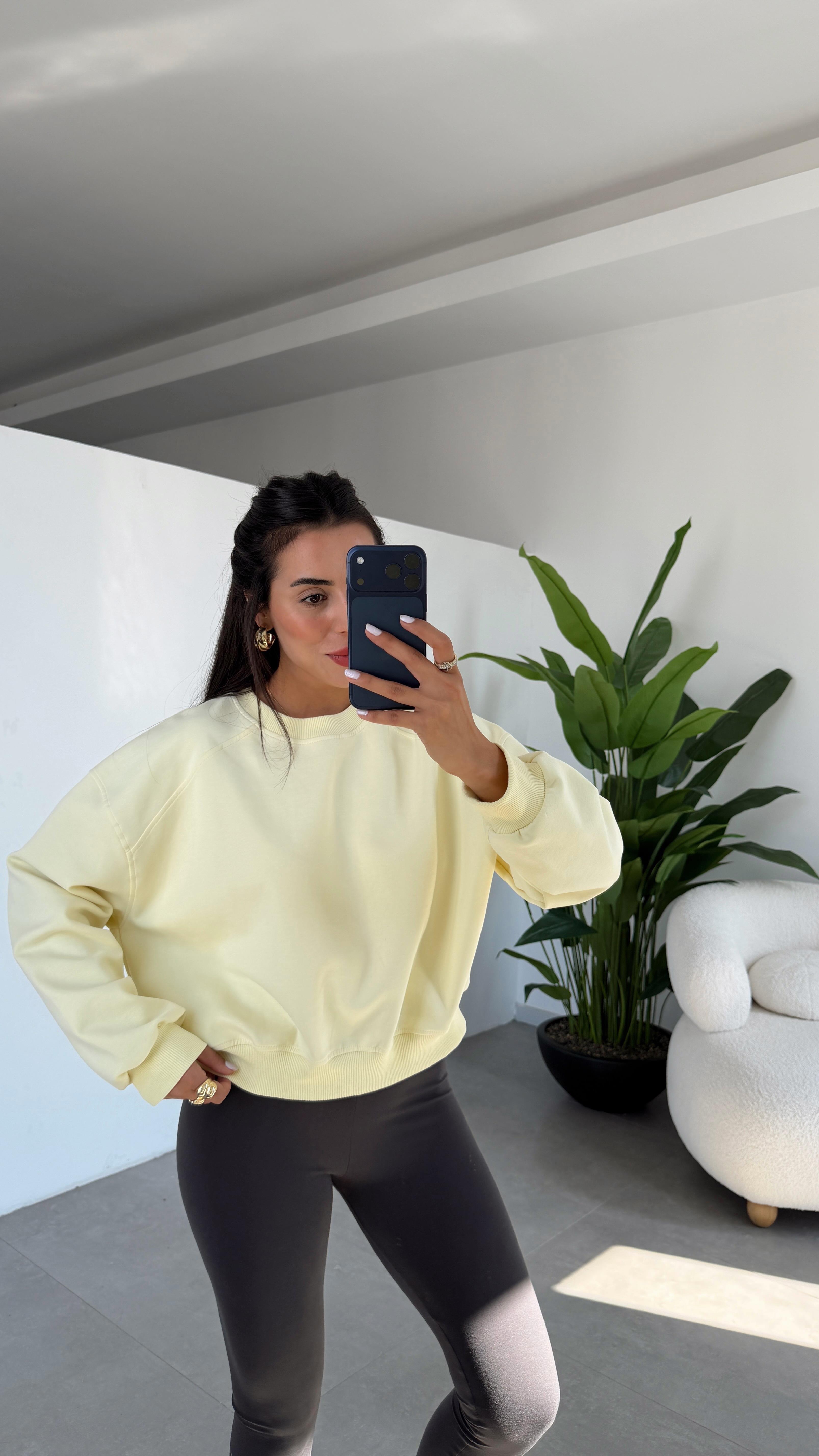 Sarı Bisiklet Yaka Sweat