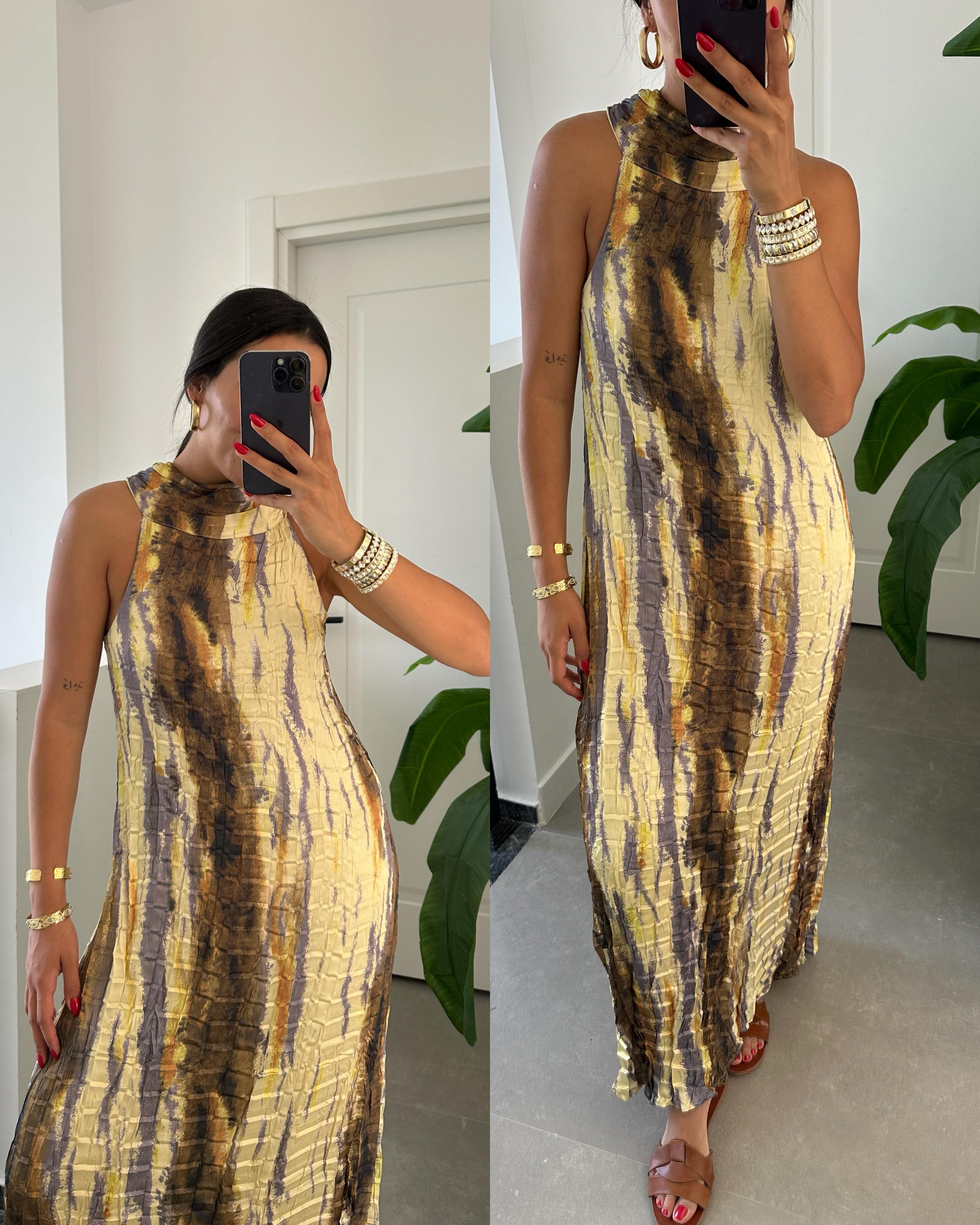 Sarı Kraşlı Elbise