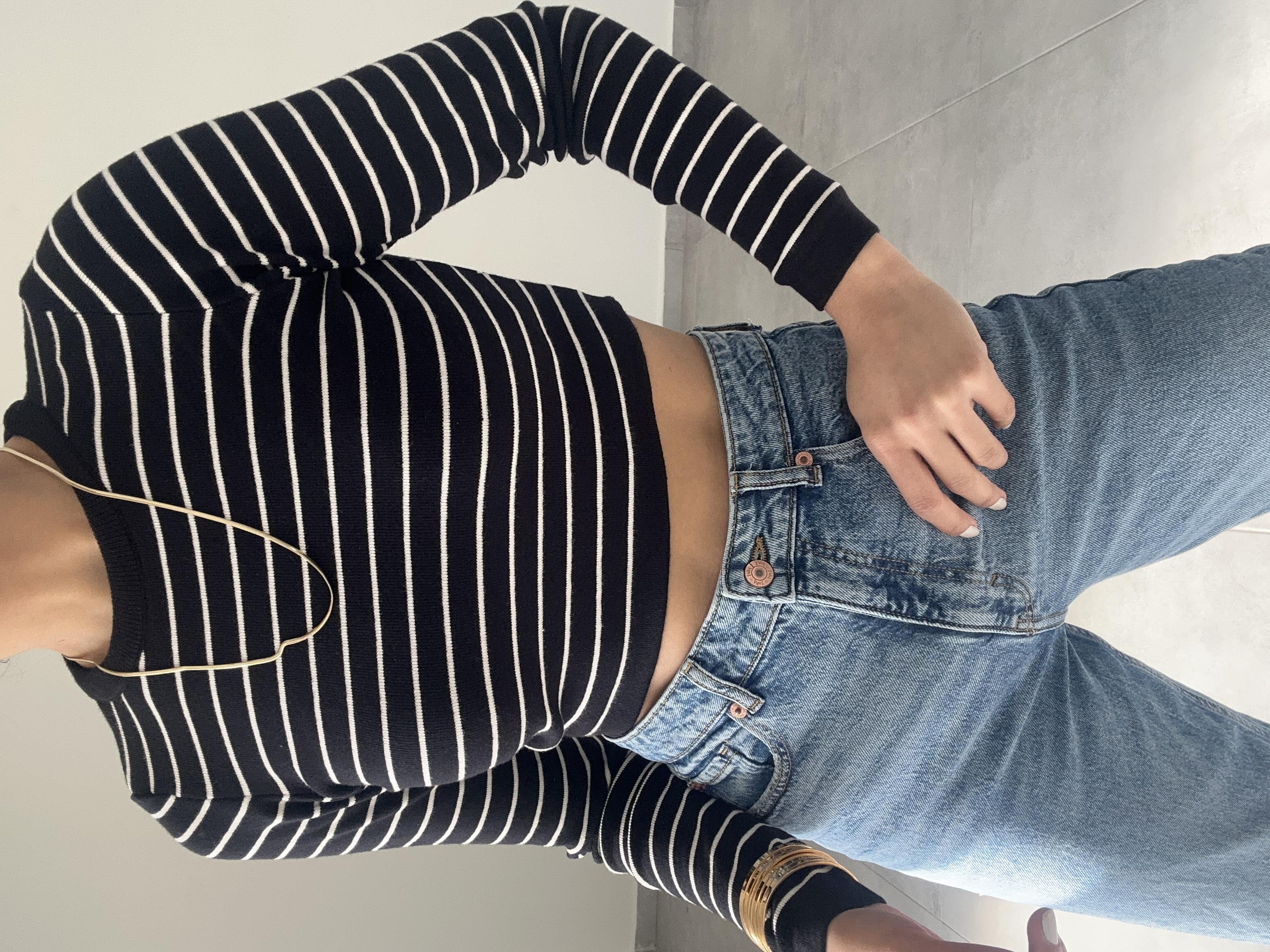 Siyah-Beyaz  Çizgili Uzun Kol Triko