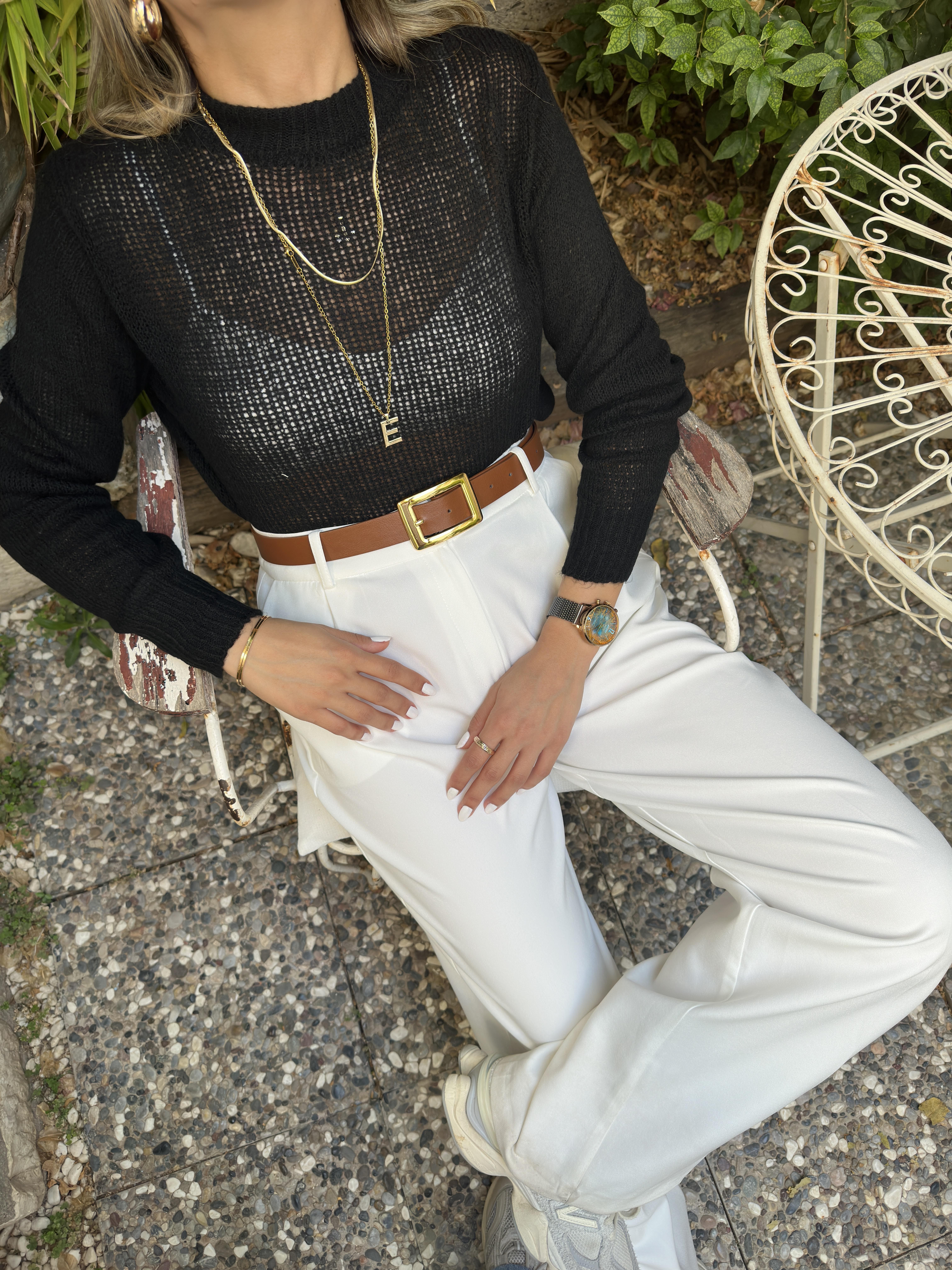 Siyah Bisiklet Yaka Triko Kazak