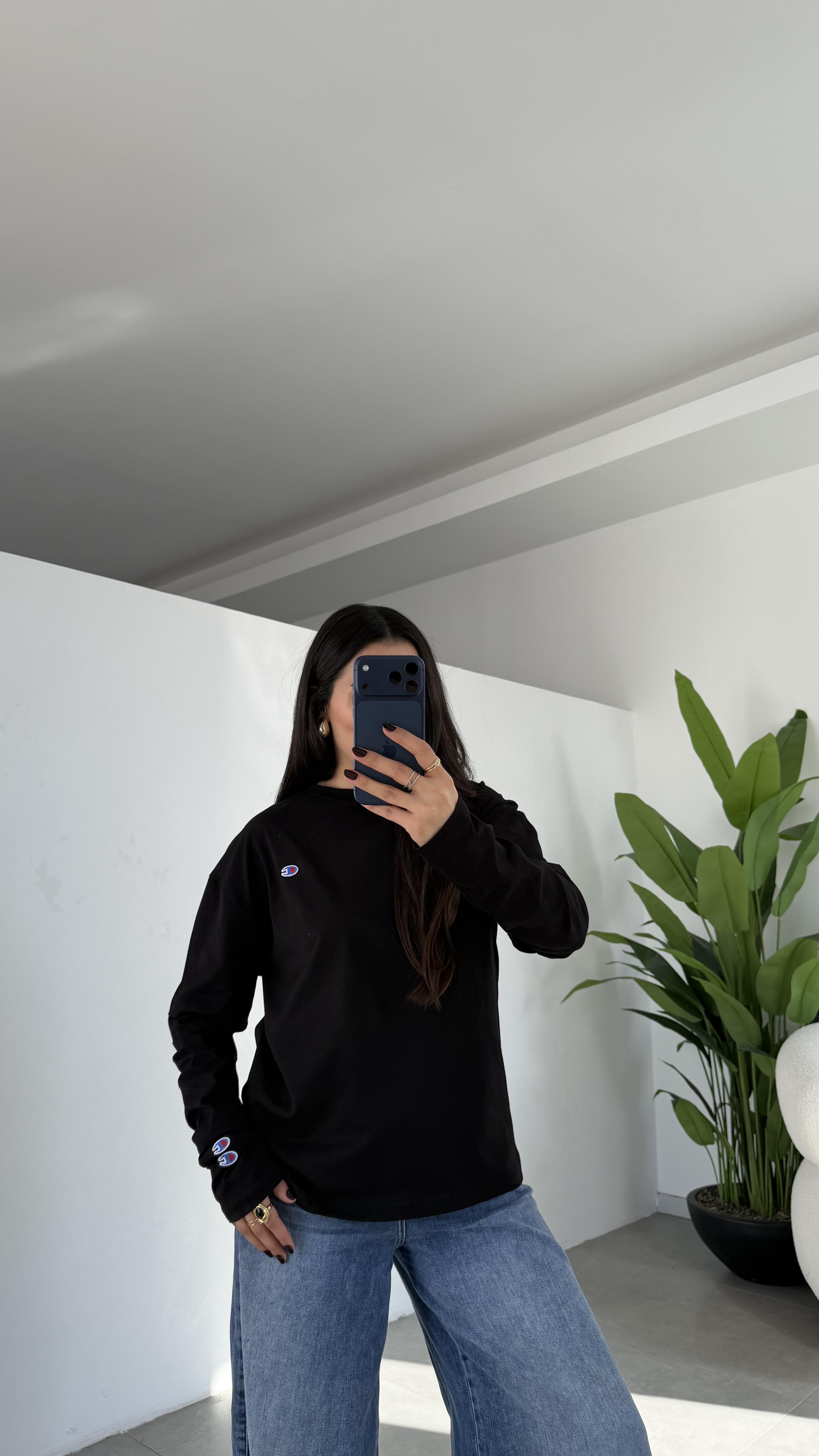 Siyah Çift Kollu Tişört