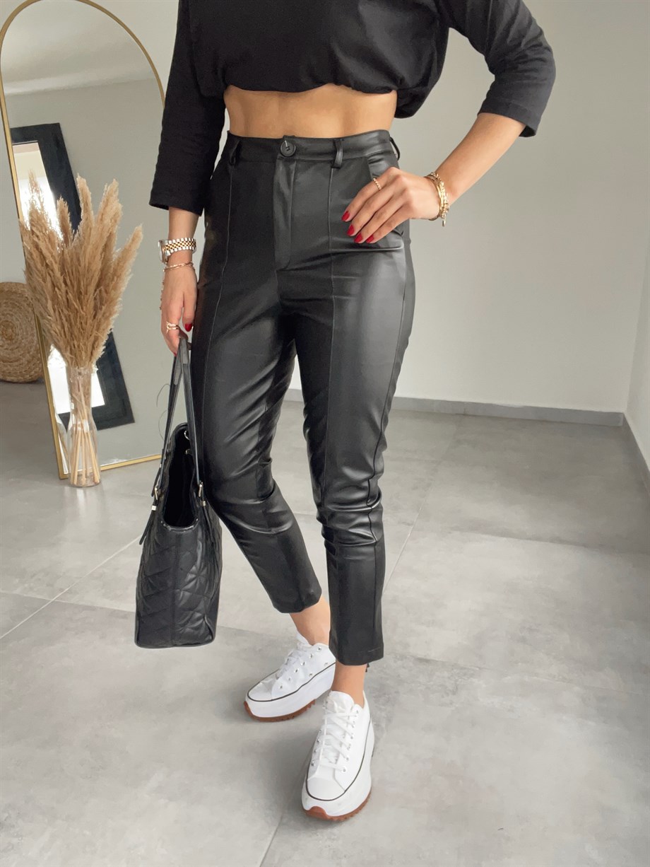 Siyah Deri Pantolon