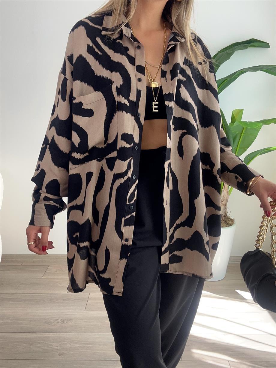 Siyah Desenli Salaş Gömlek