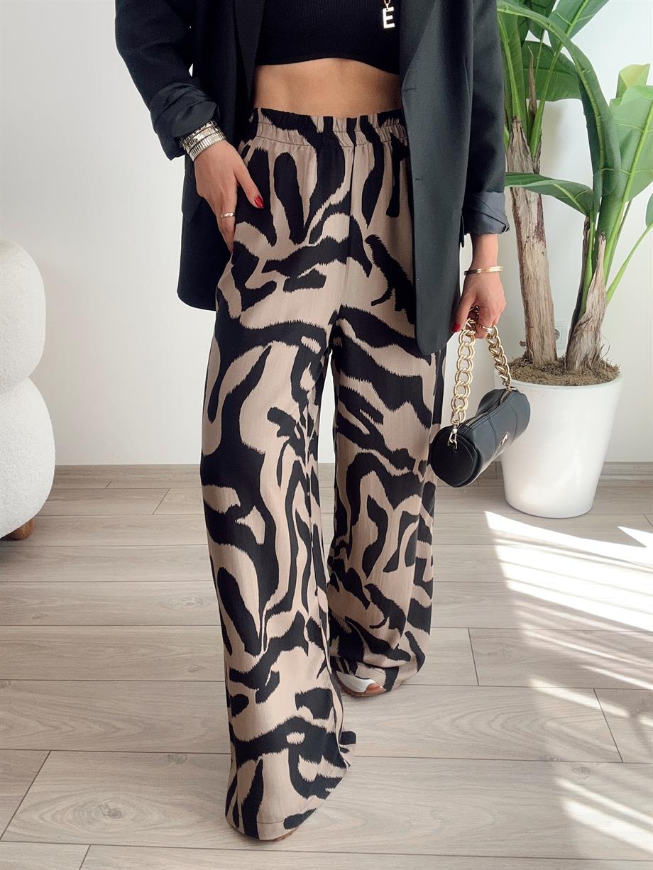 Siyah Desenli Salaş Pantolon