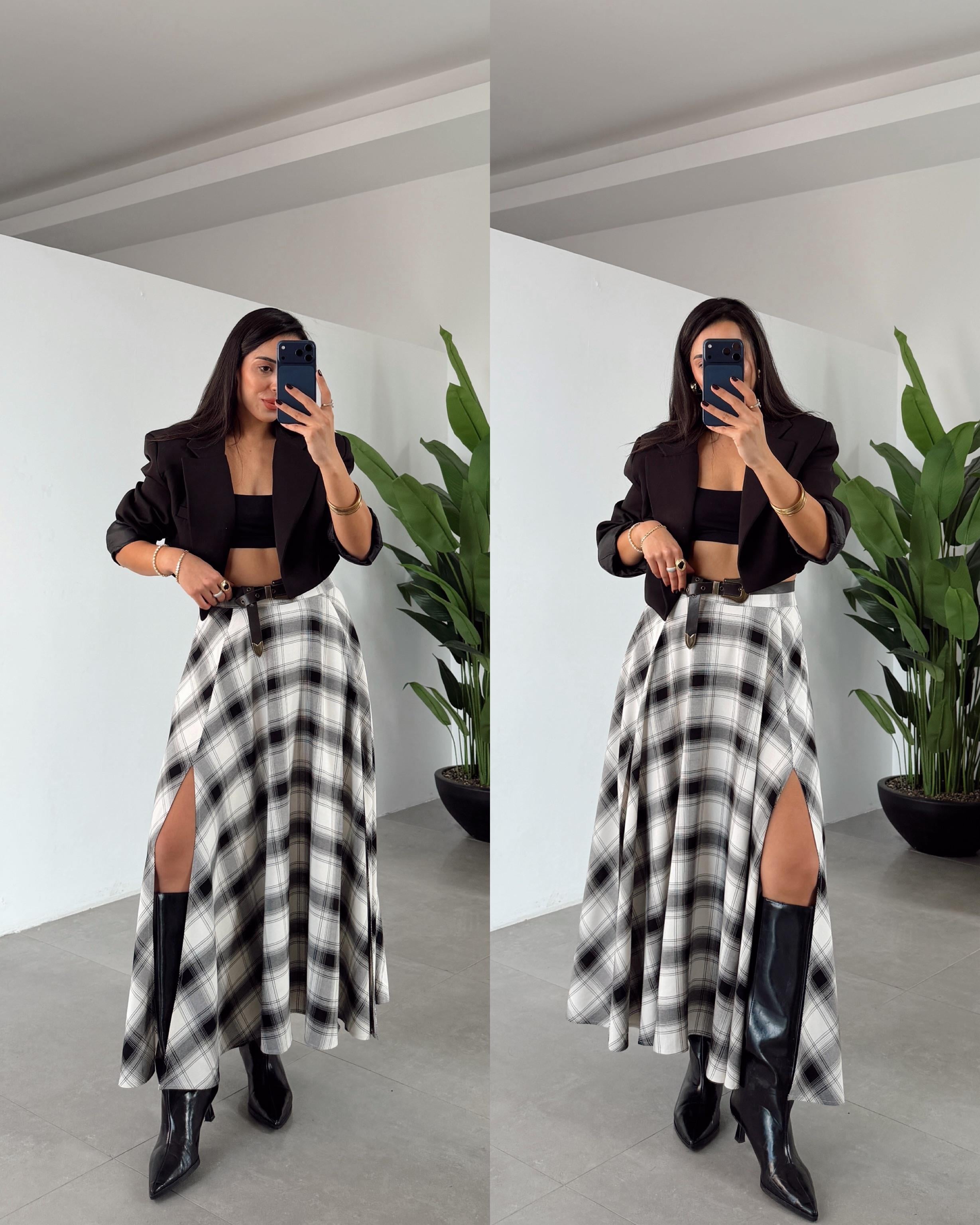 Siyah-Ekru Nisyen Etek