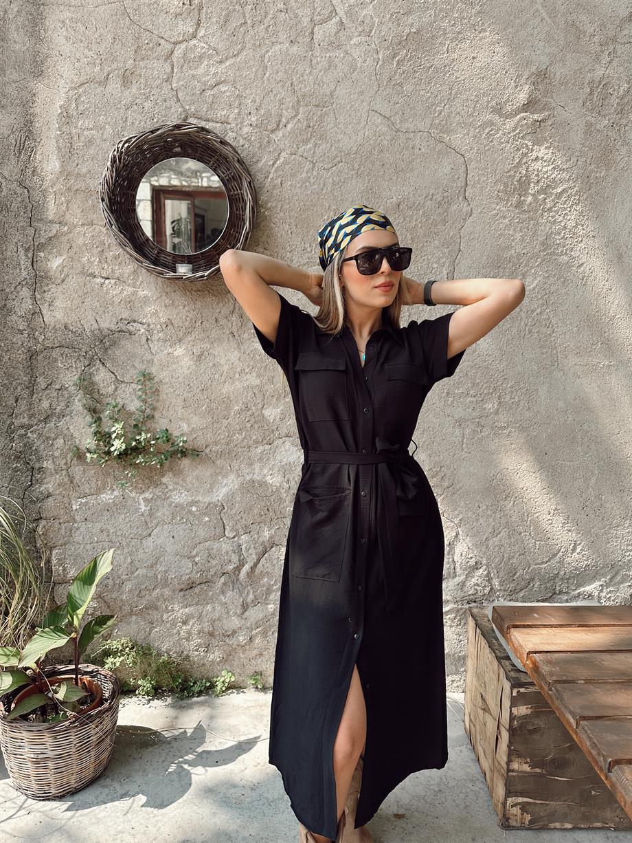 Siyah Gömlek Elbise