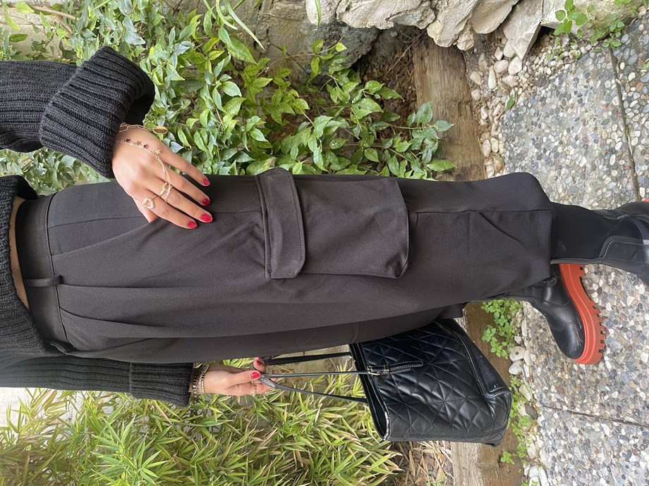 Siyah Kargo Cep  Pantolon