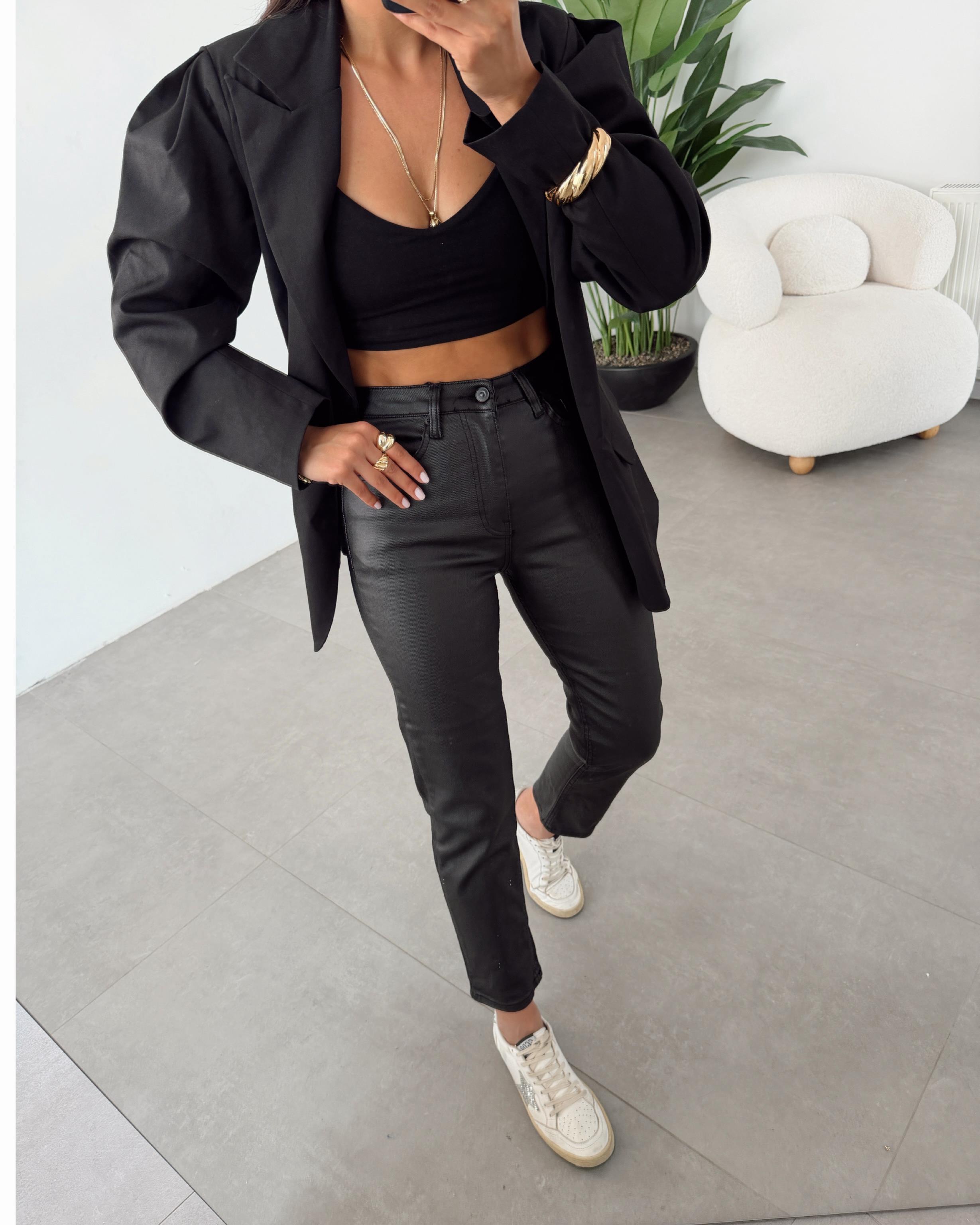 Siyah Mumlu Kaplama Jean