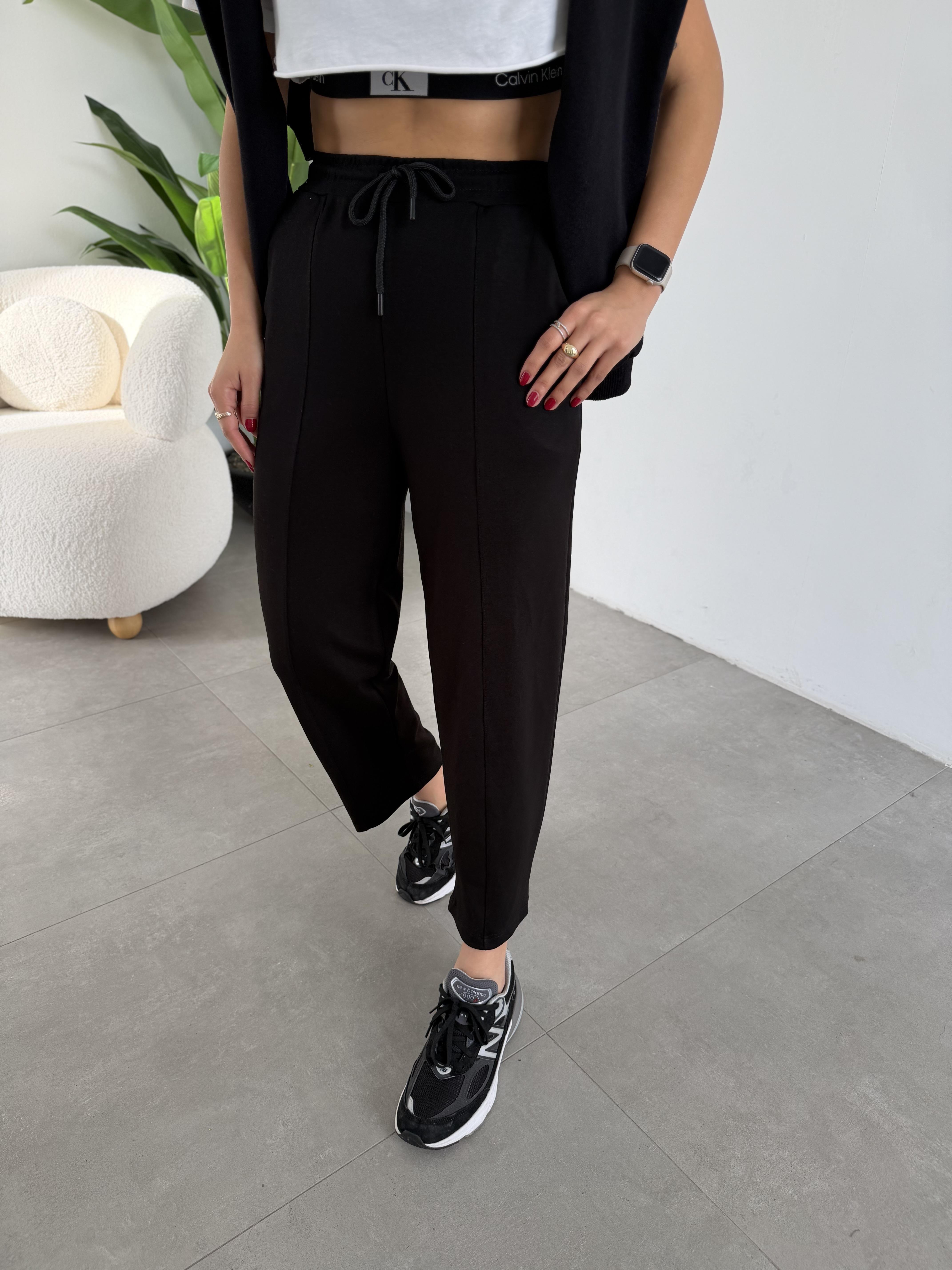 Siyah Önü Çimalı Modal Eşofman Altı