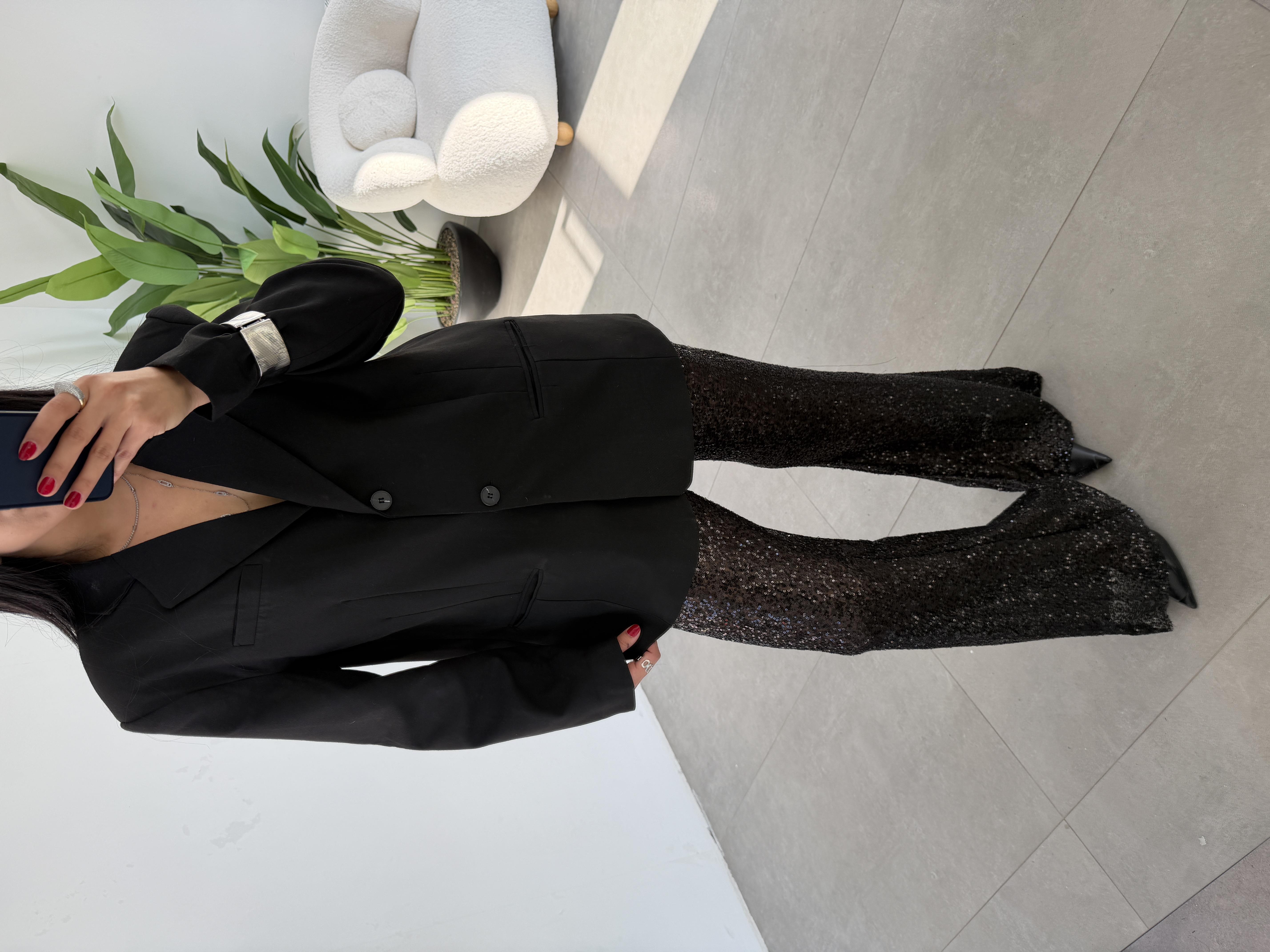 Siyah Payetli Pantolon