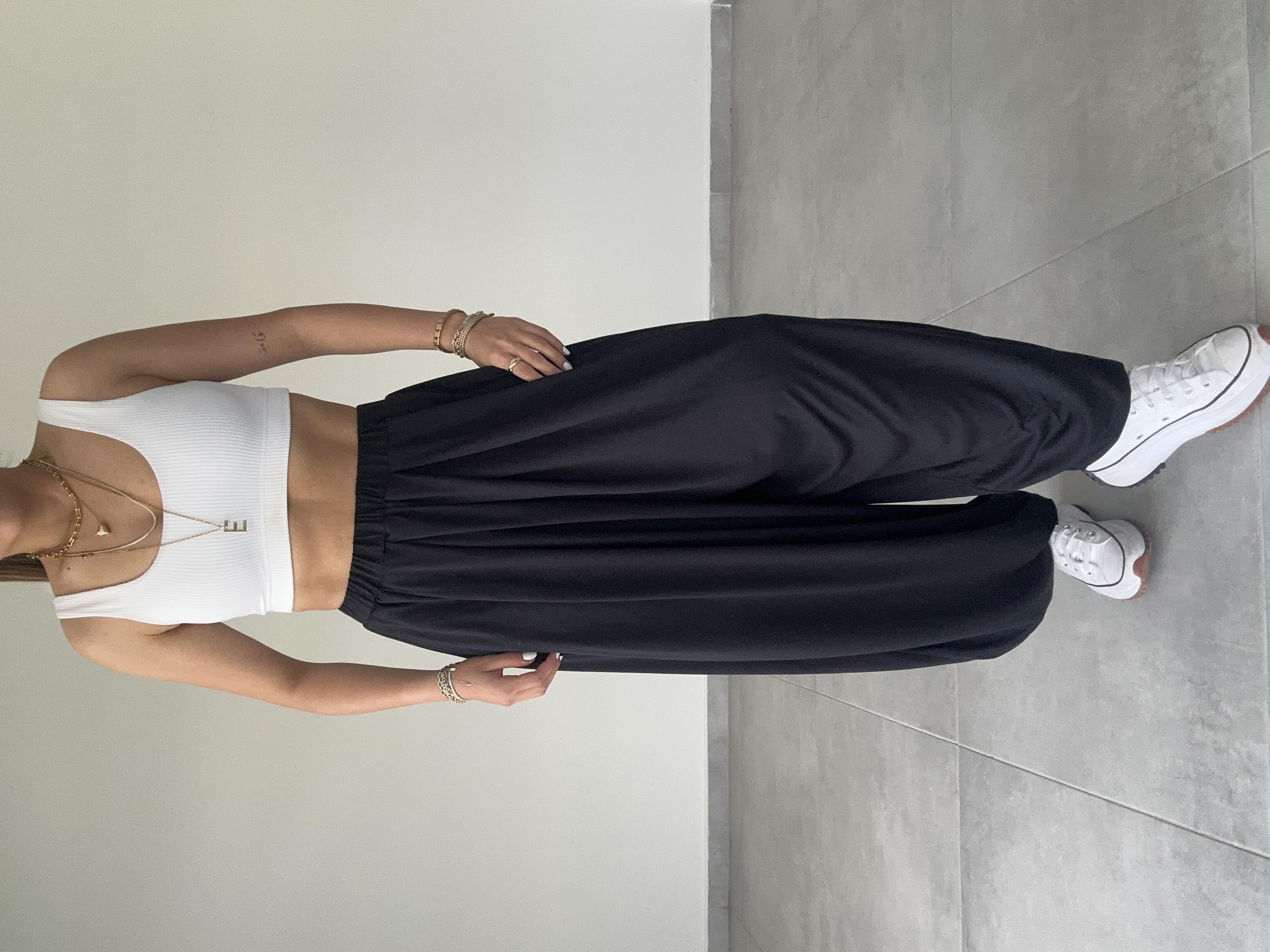 Siyah Pike Tasarım Pantolon