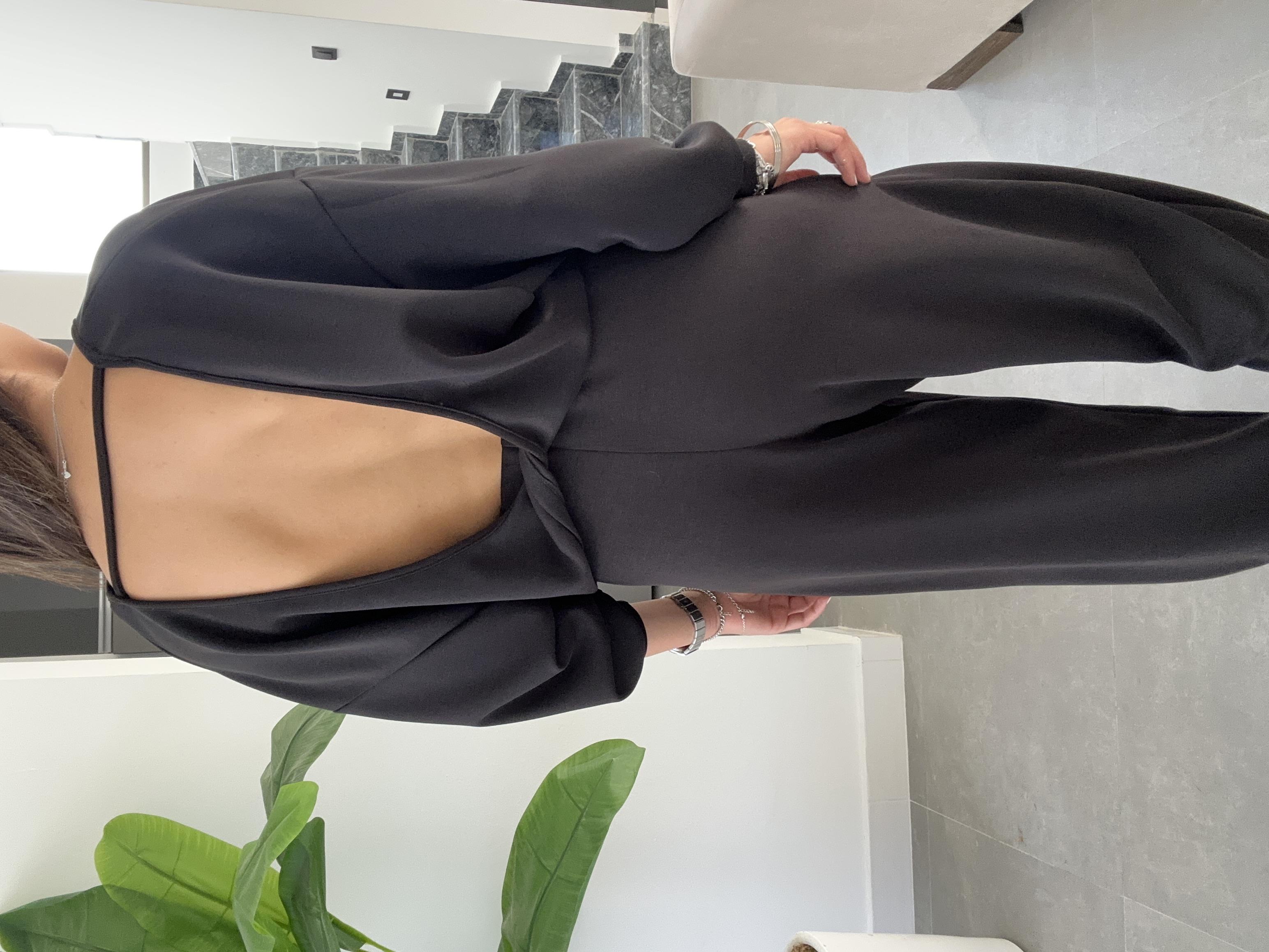 Siyah Sırt Düğüm Modal Bluz