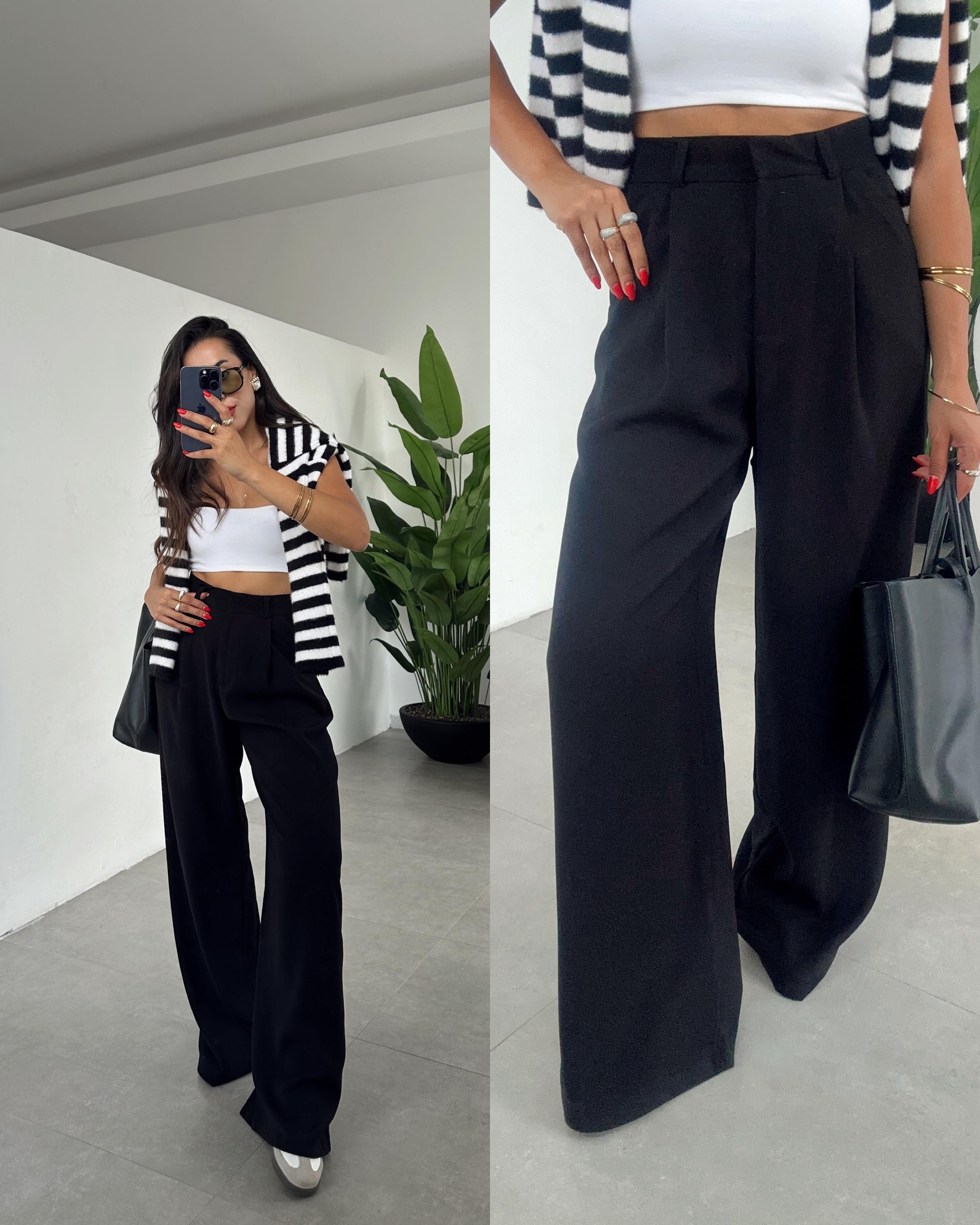 Siyah Yüksek Bel Premium  Palazzo Pantolon