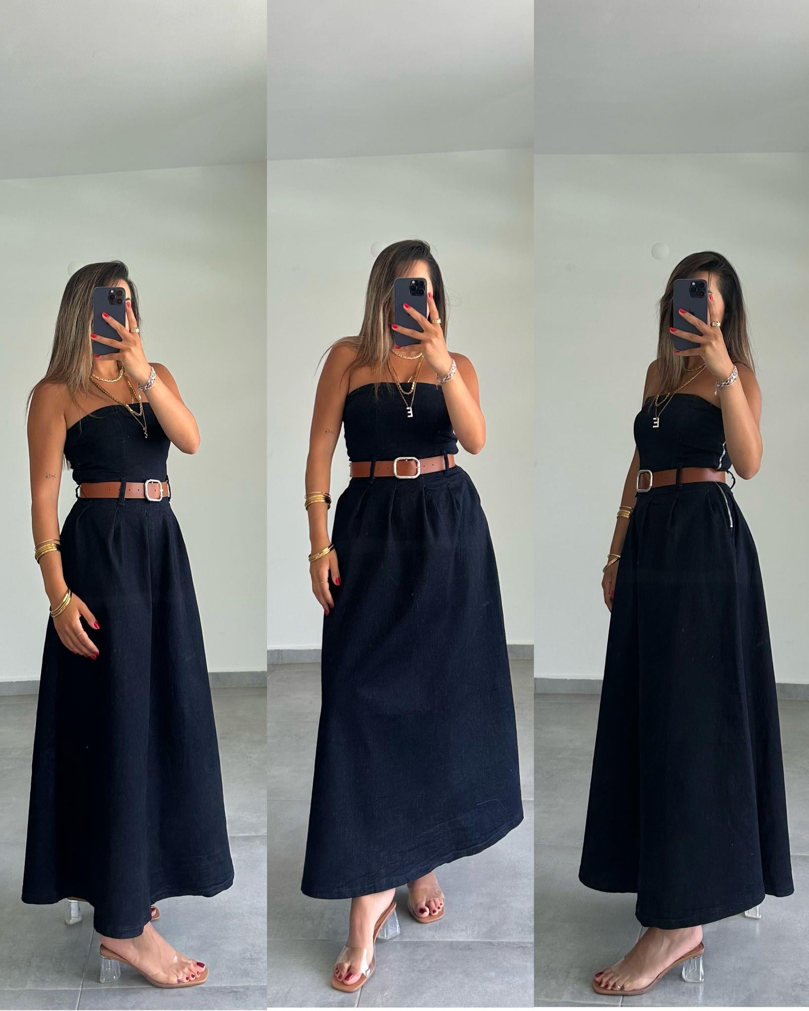 Straplez Kot Kemerli Elbise