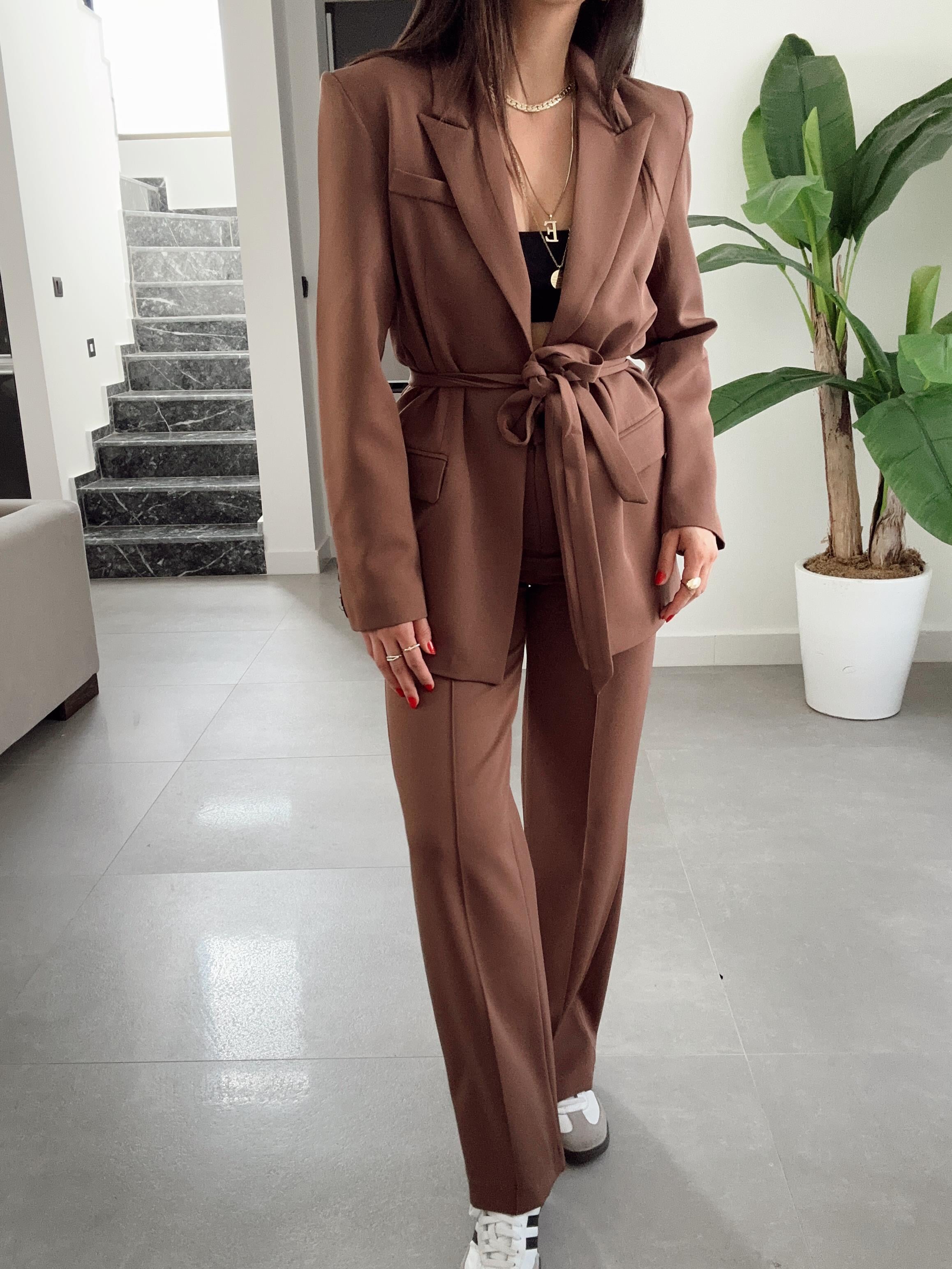 Sydney Kahve Blazer Pantolon Takım