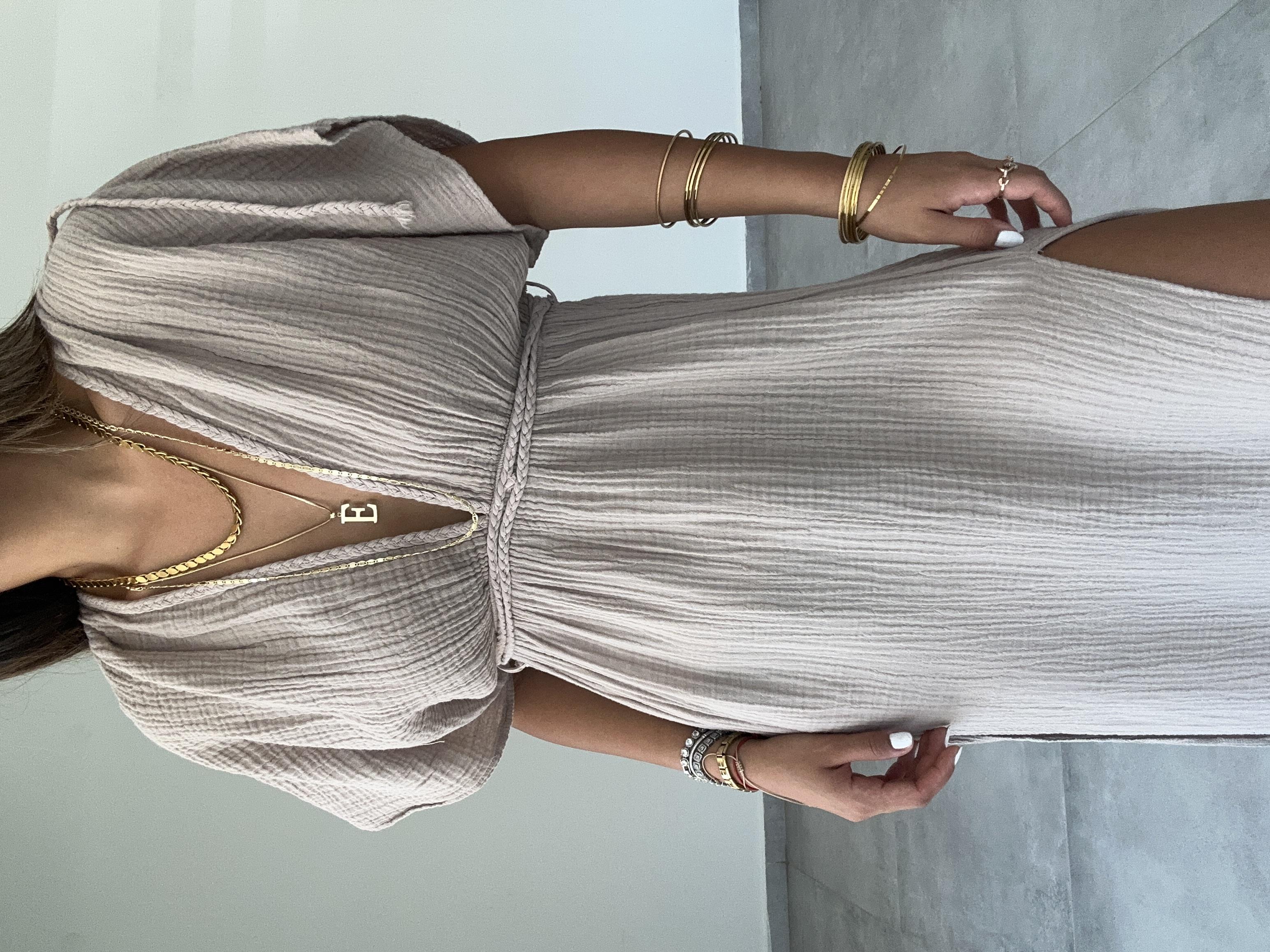 Truva Açık Vizon Müslin Elbise