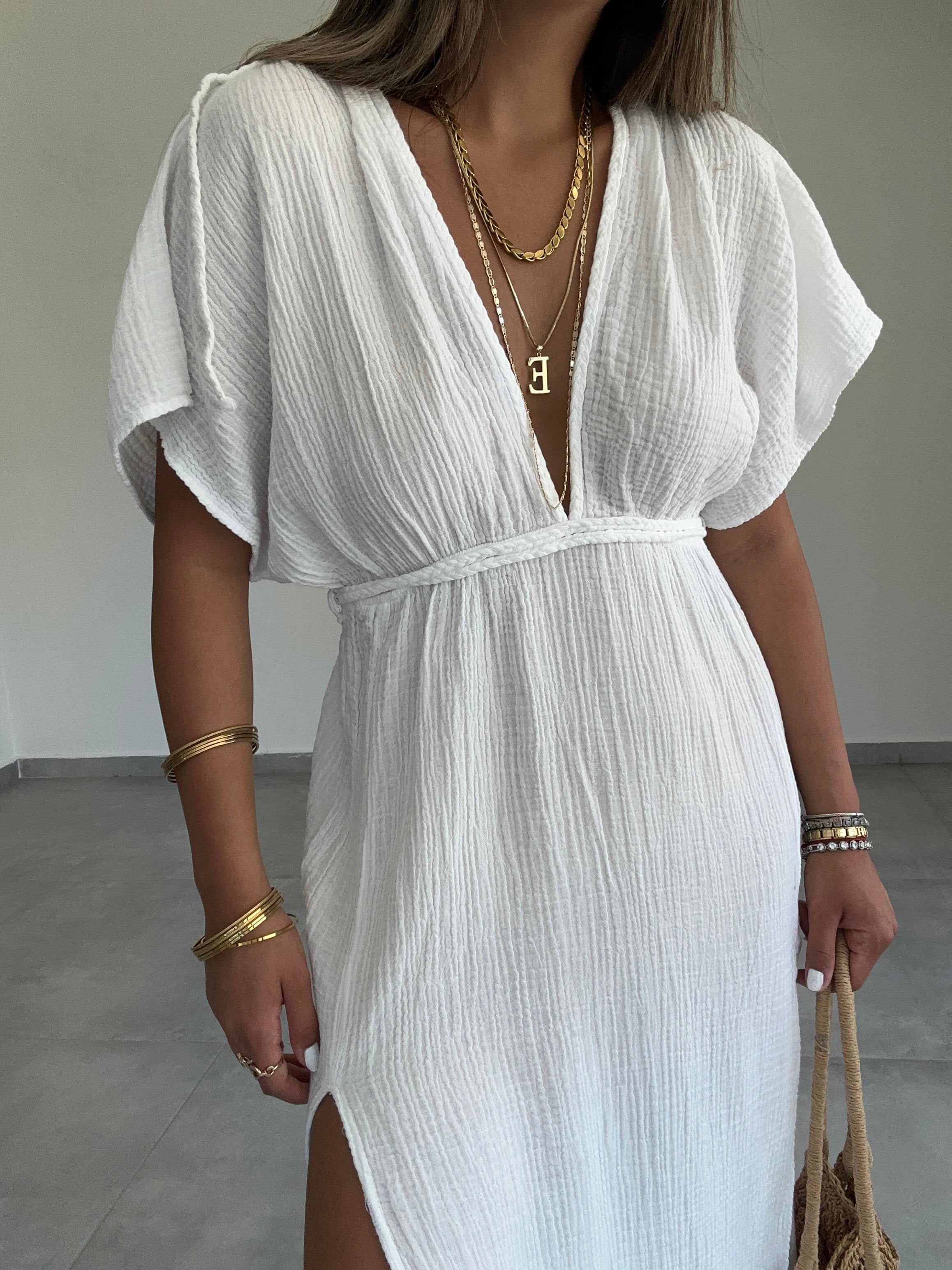 Truva Ekru Müslin Elbise