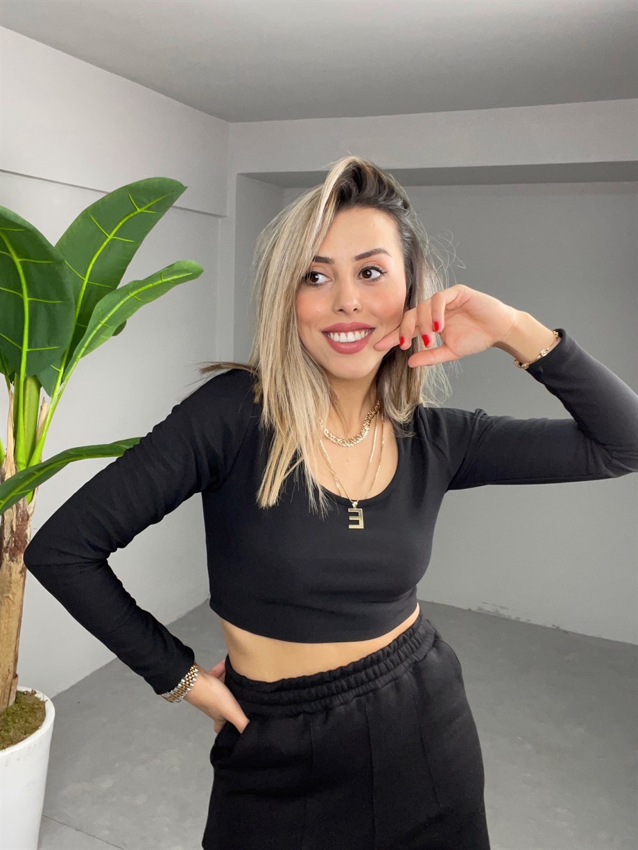 Uzun Kollu Siyah Crop