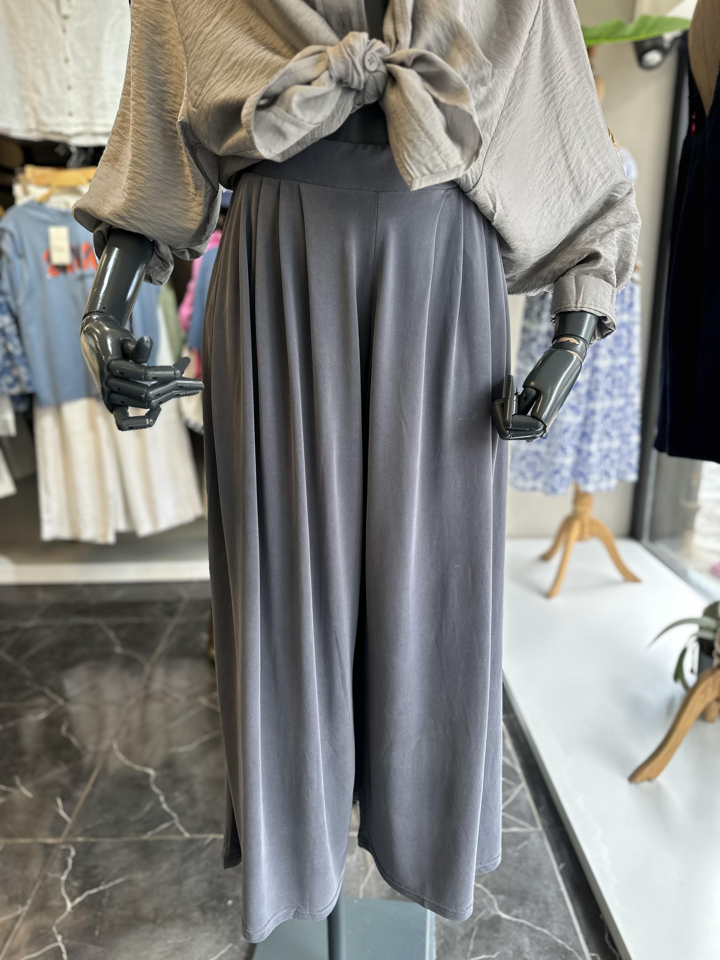 Vera Gri Oys Modal Pileli Pantolon