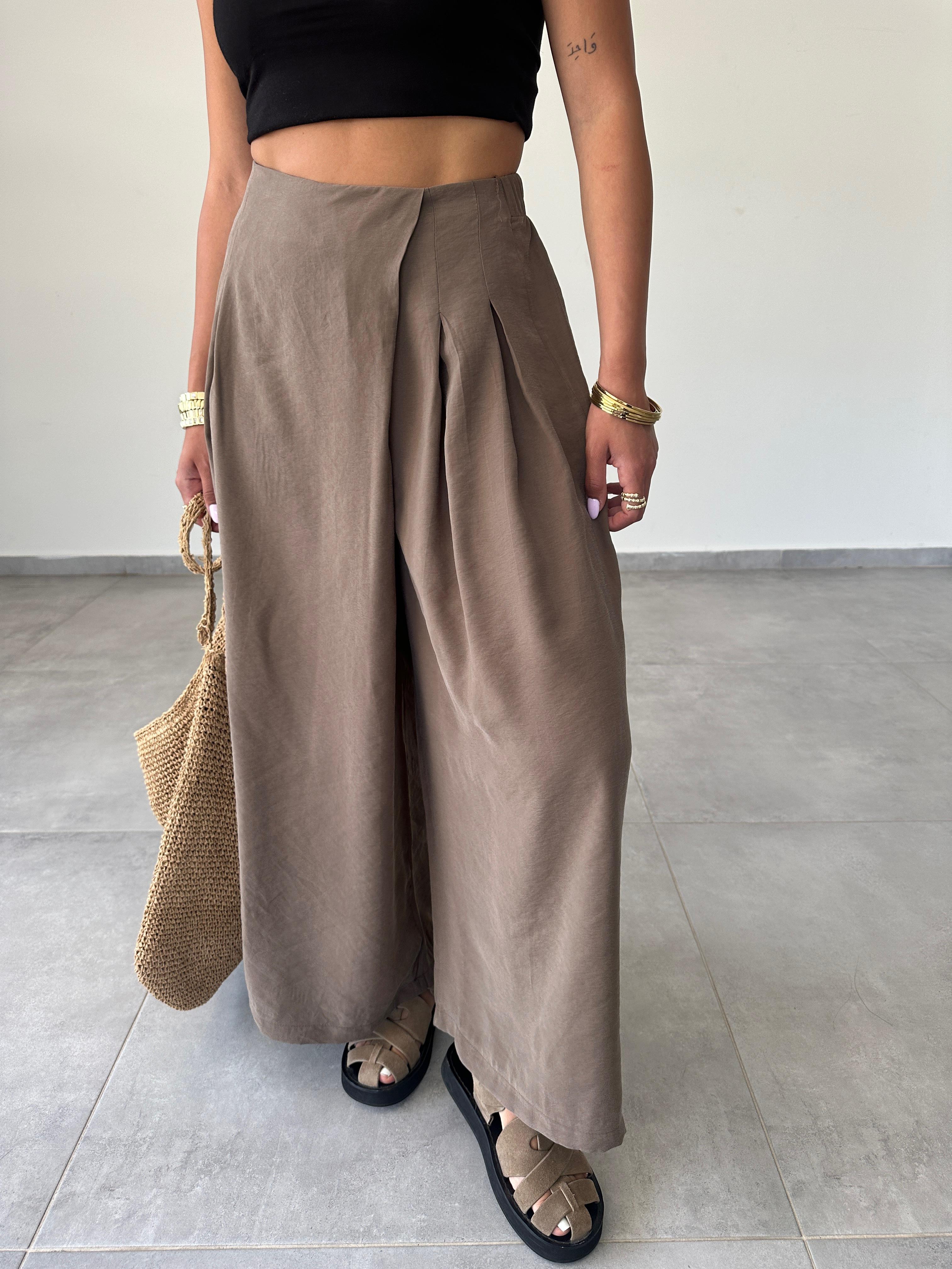 Vizon Beli Lastikli Pareo Pantolon