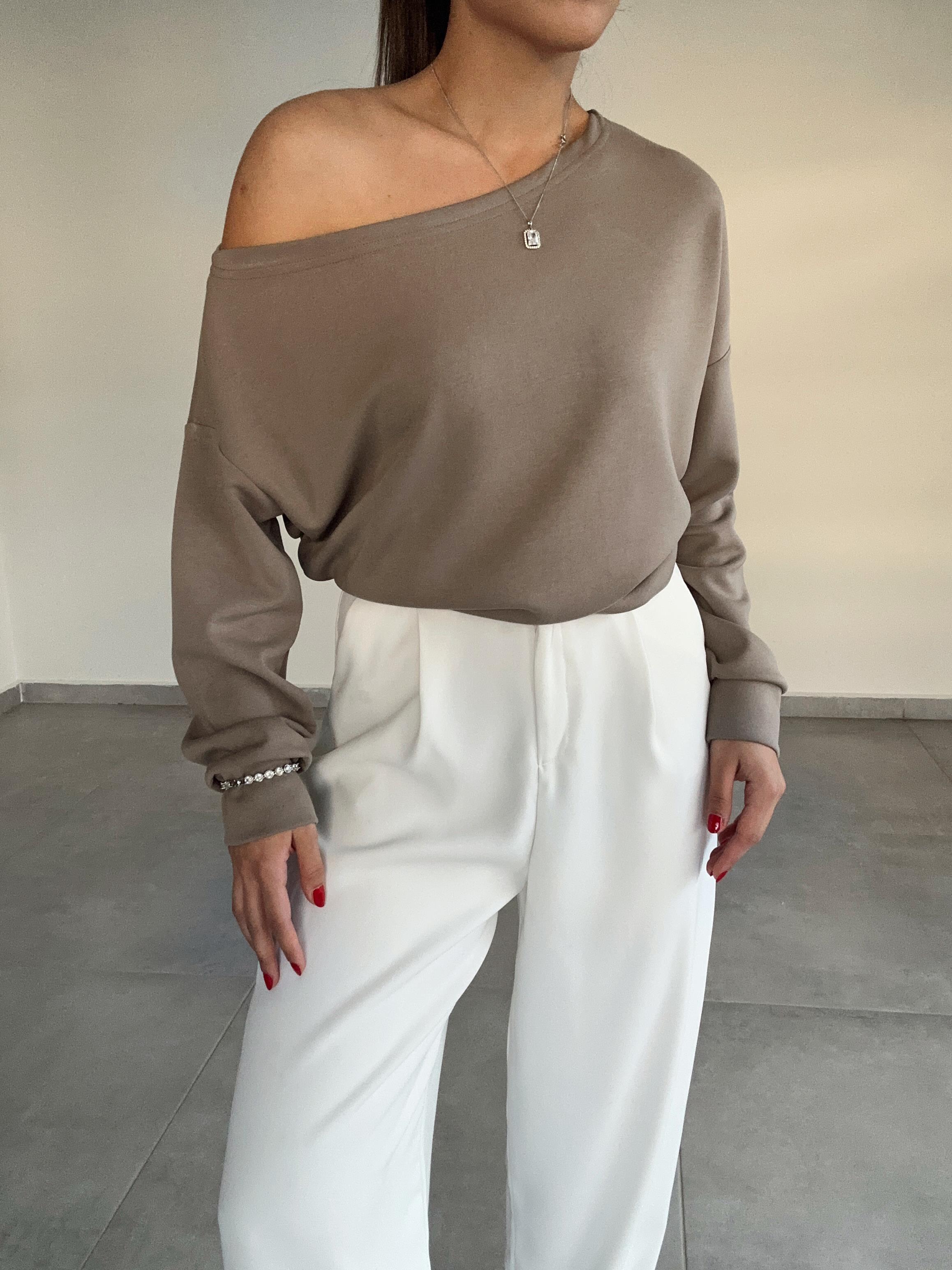 Vizon Kayık Yaka Modal Bluz