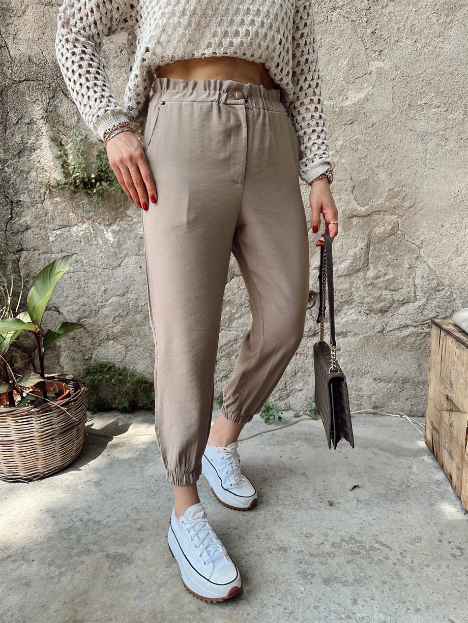 Vizon Paçası Lastikli Pantolon