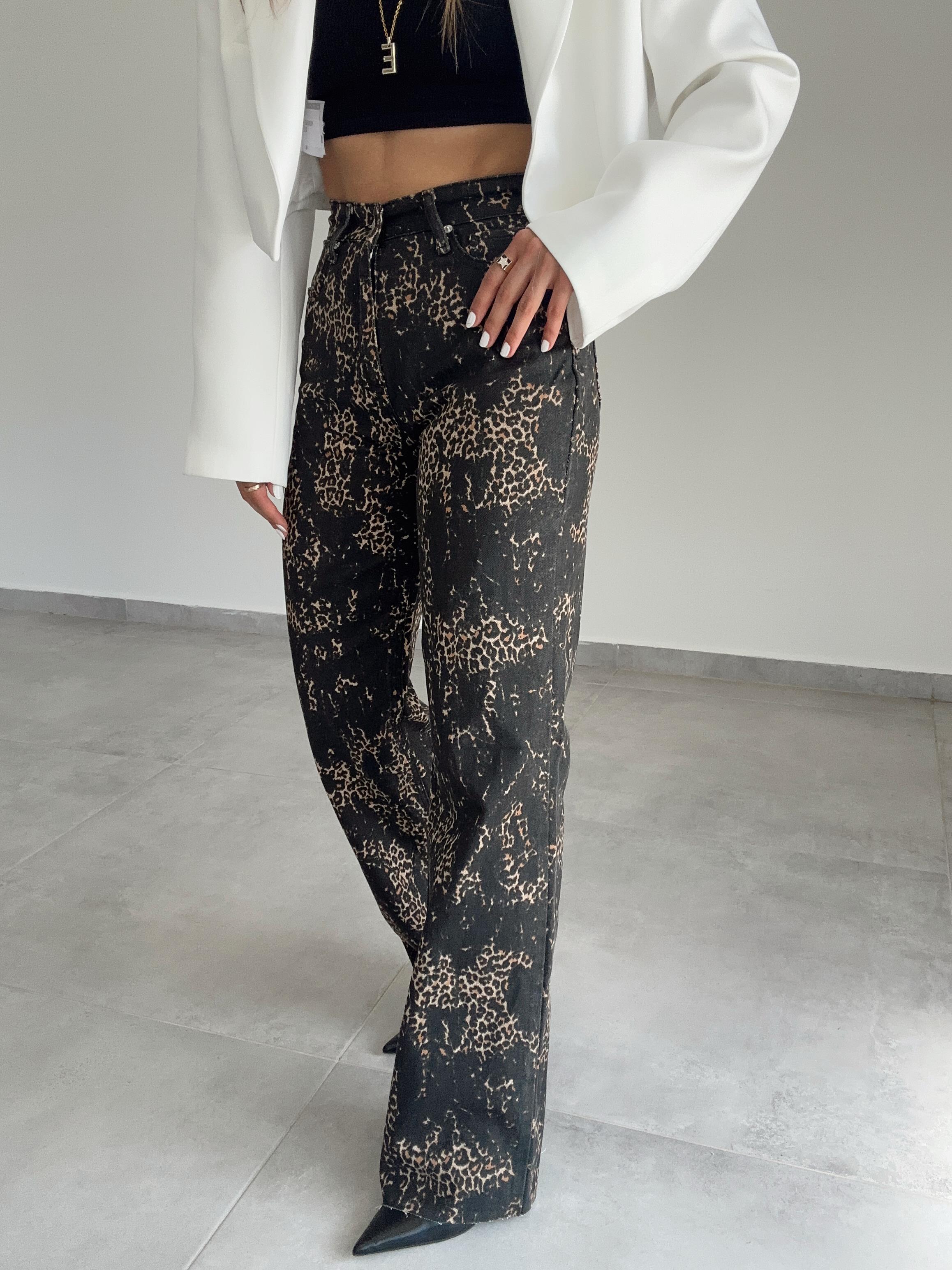 Vizon-Siyah Leopar Palazzo Jean