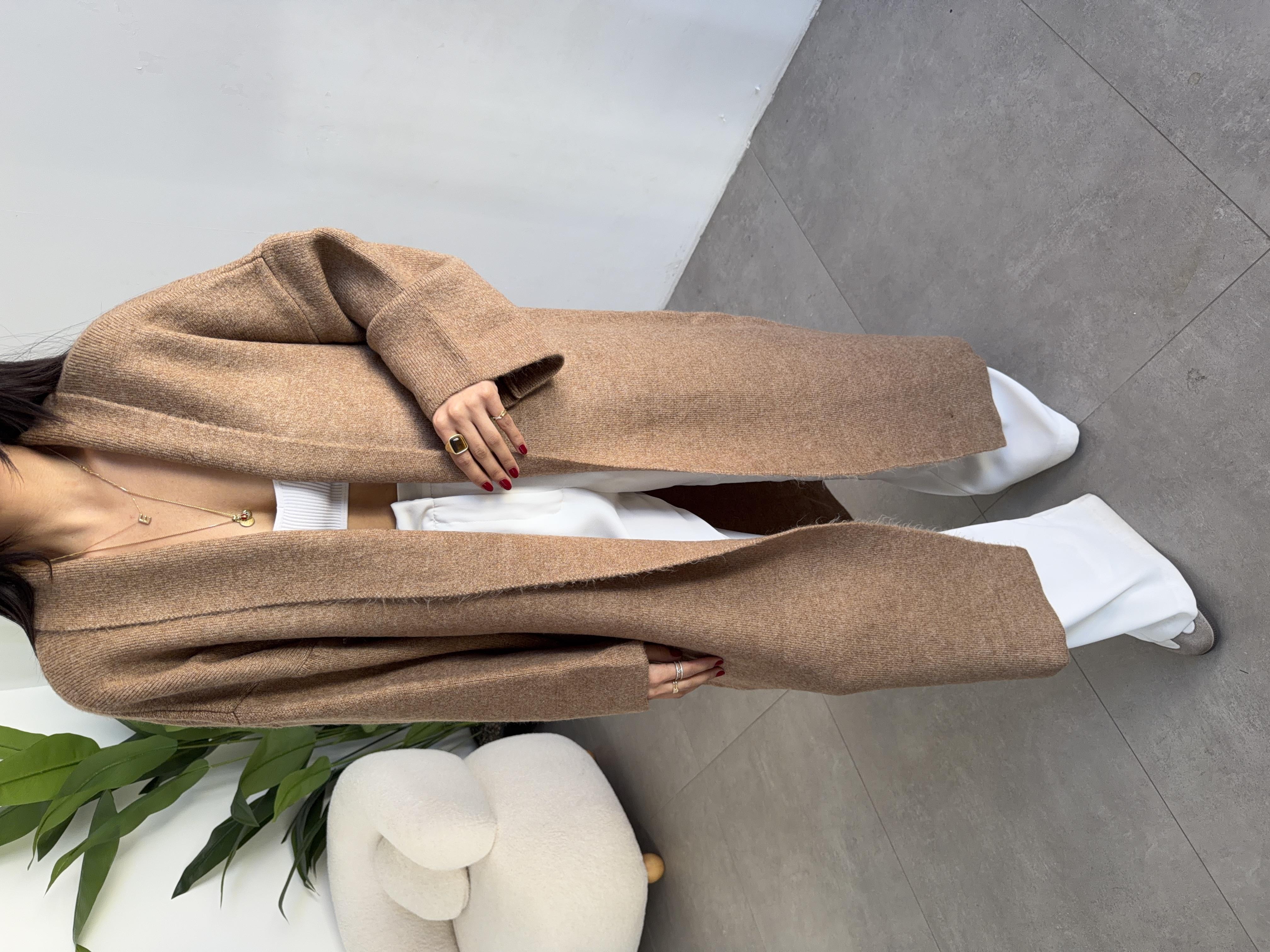 Vizon Uzun Salaş Maxi Triko Hırka