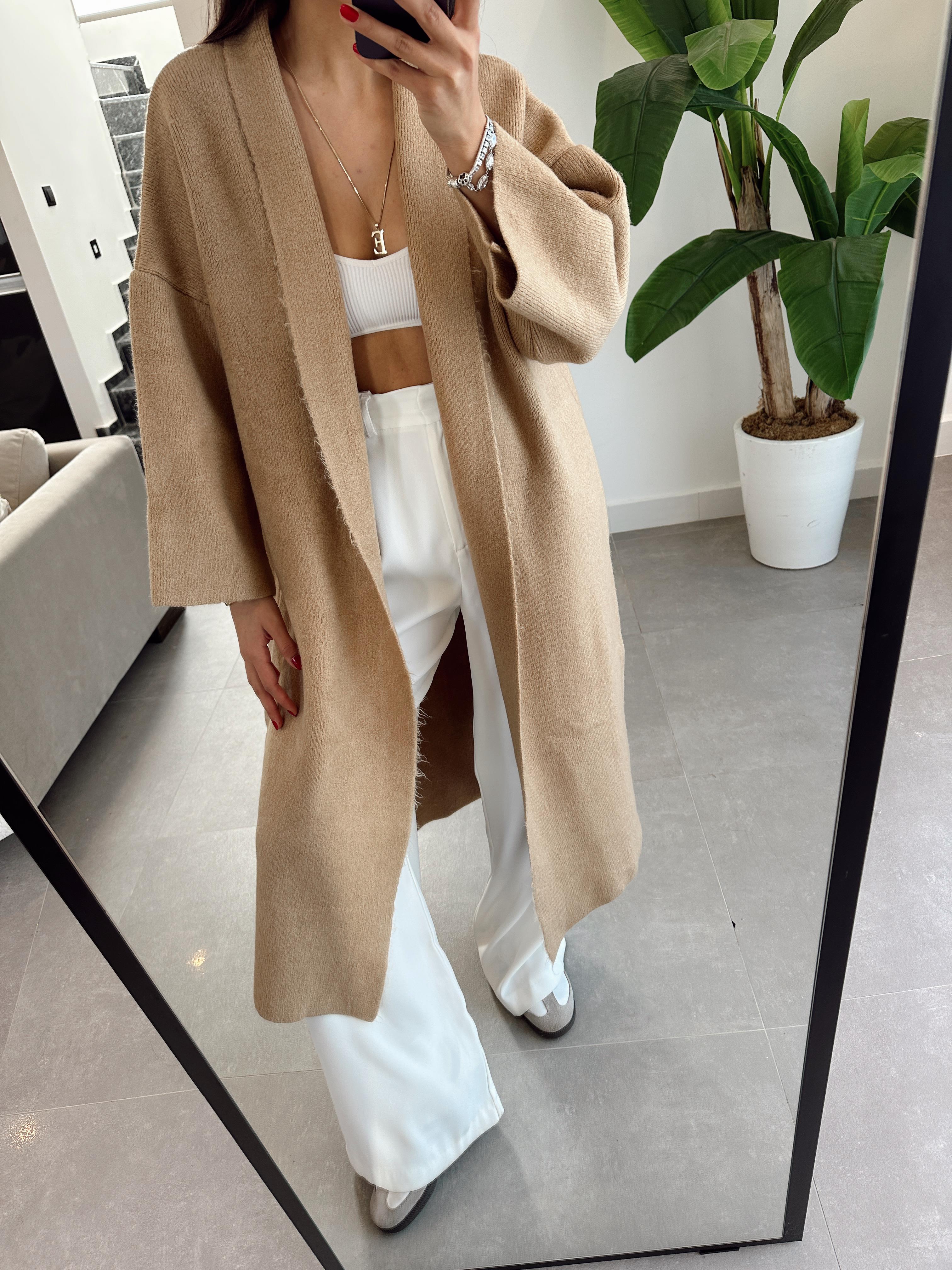 Vizon Uzun Salaş Maxi Triko Hırka