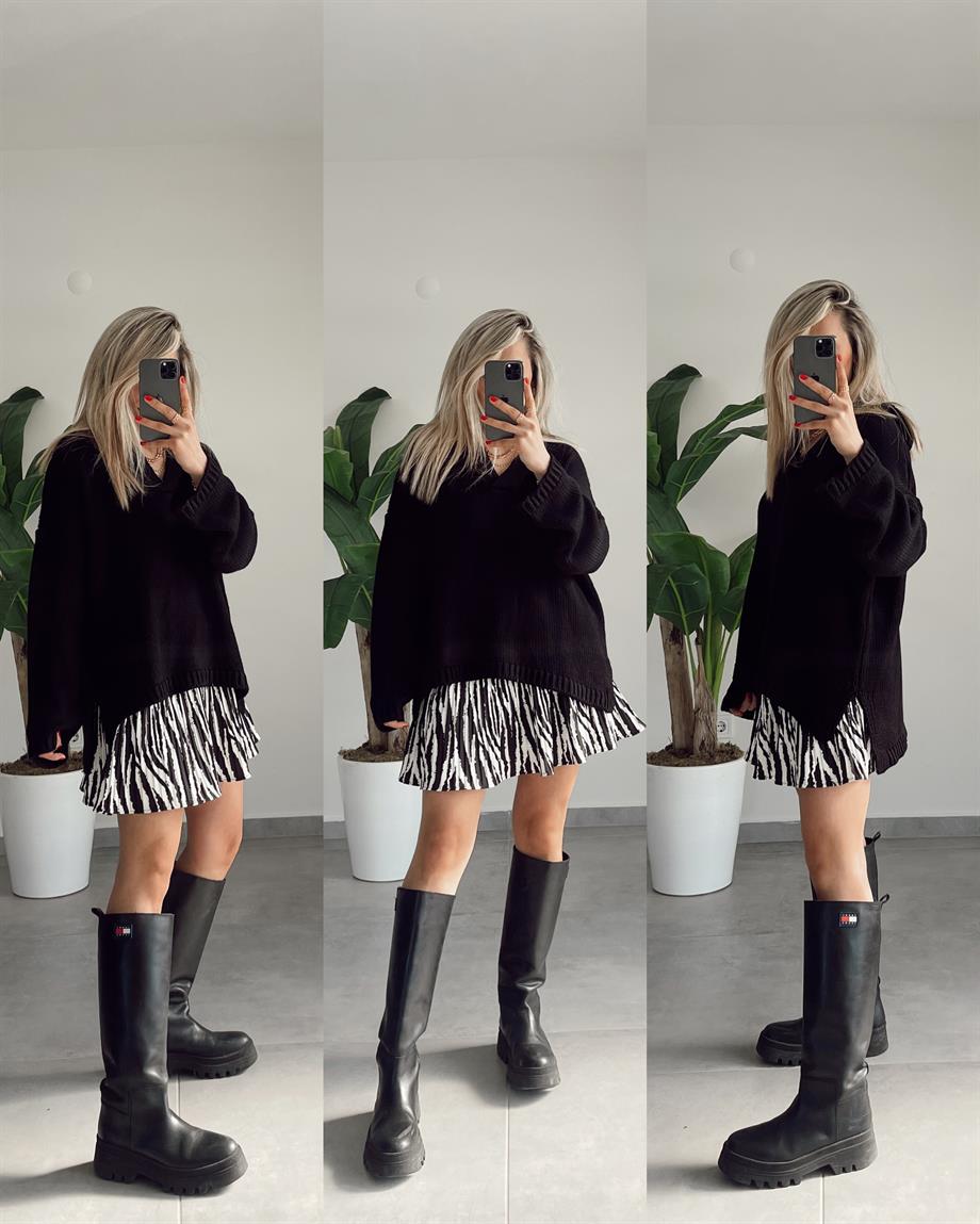 Zebra Desenli Şort Etek