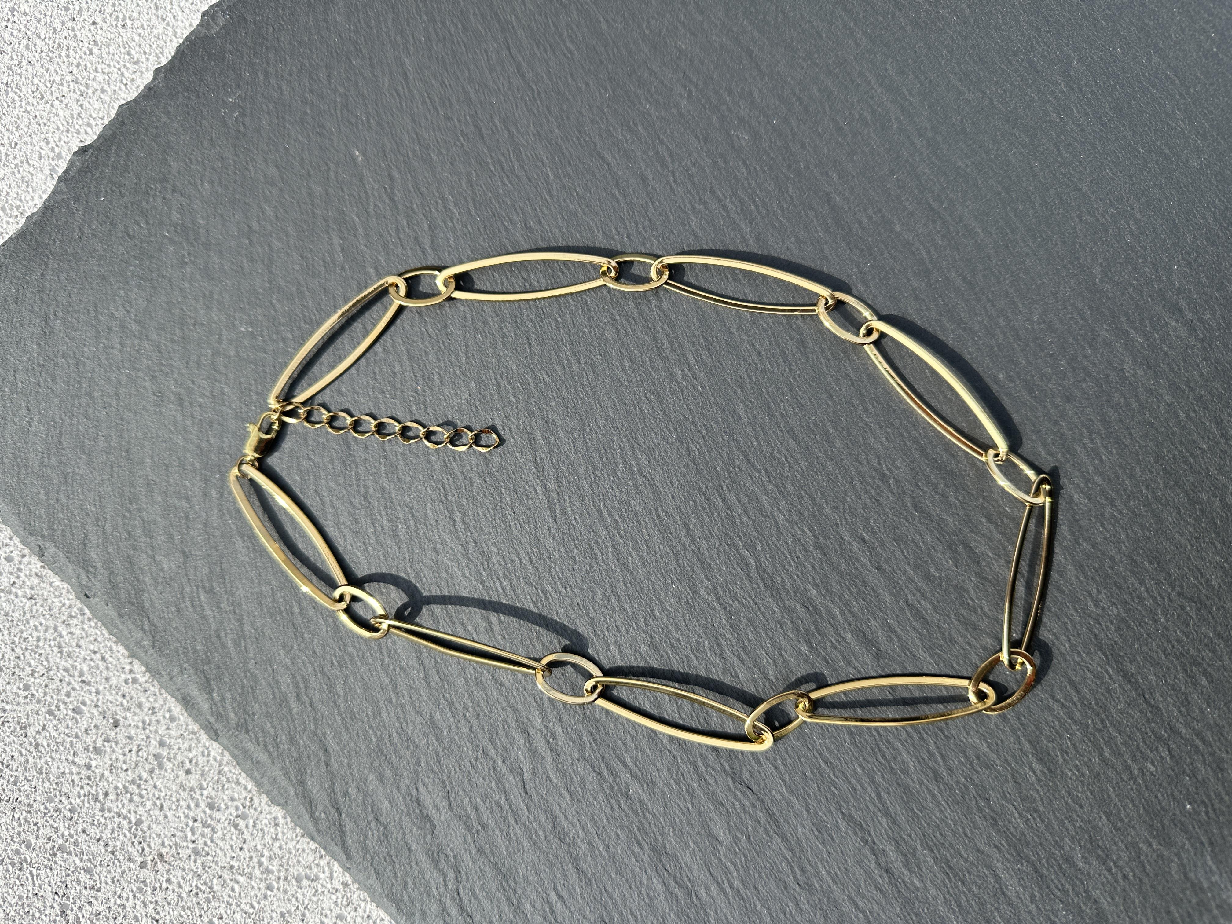 Zincir Detaylı Çelik Gold Kolye (45cm)