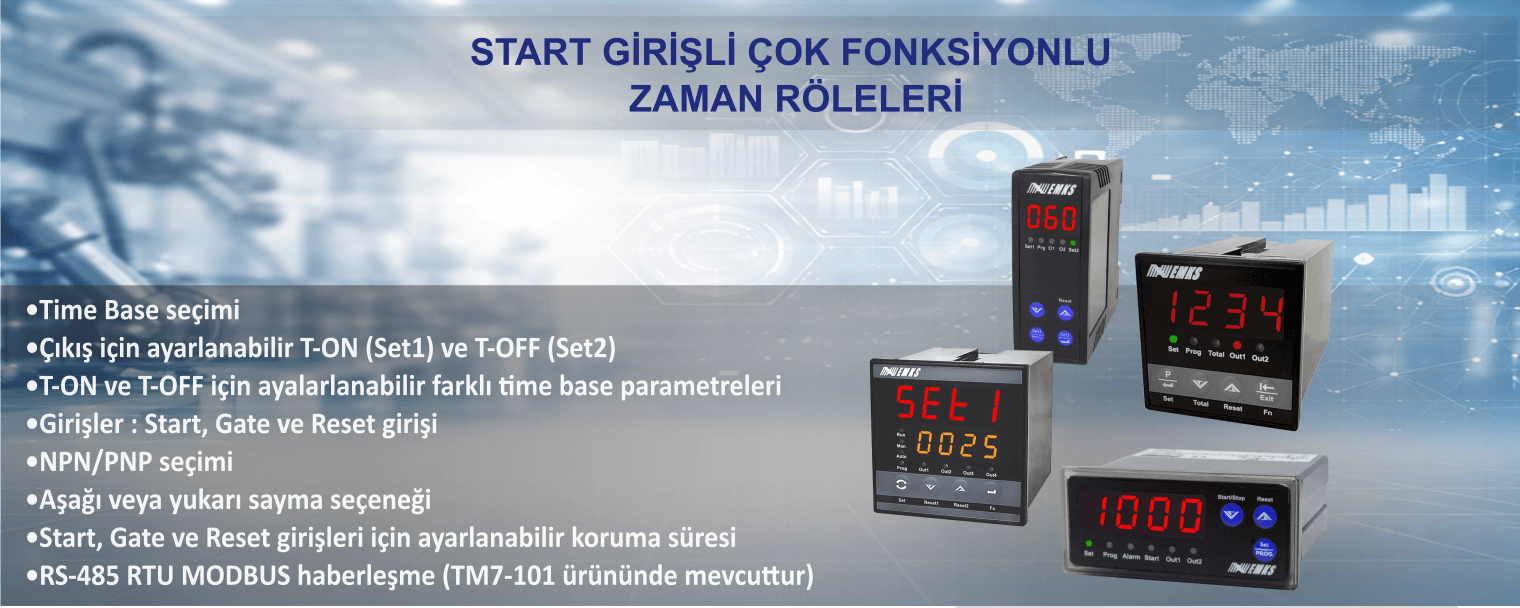Start Girişli Çok Fonksiyonlu Zaman Röleleri