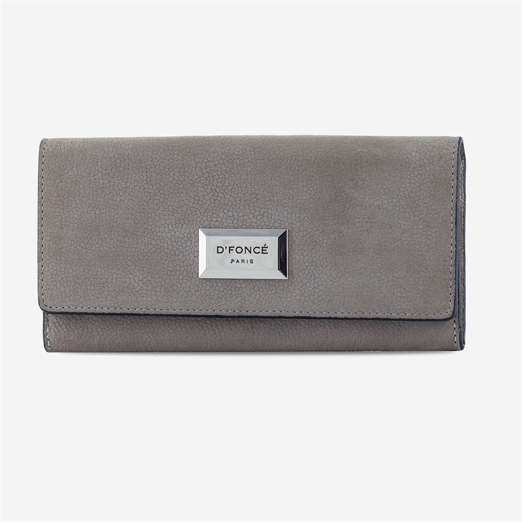 Madame Hakiki Deri Kadın Cüzdanı Pebble Gri Floter